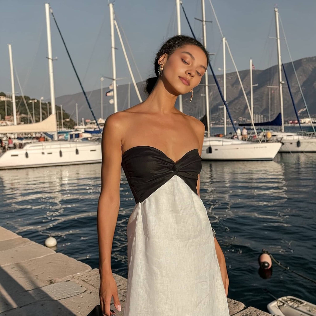 Strapless Linen Dress, Linen Maxi Dress