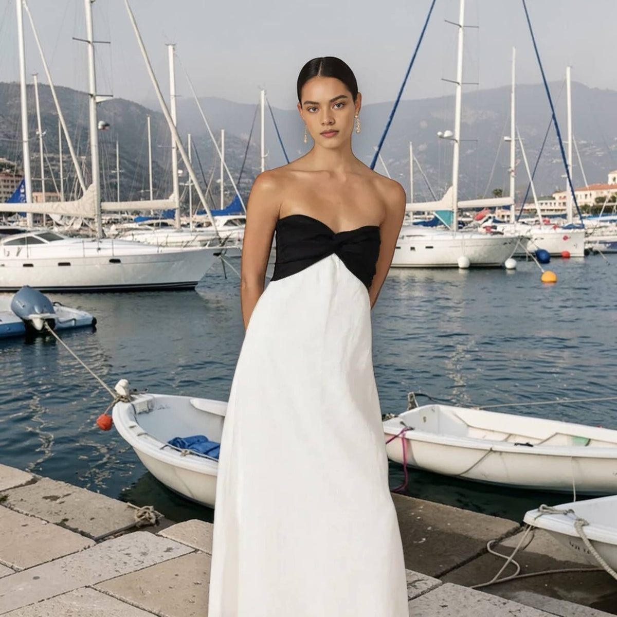 Strapless Linen Dress, Linen Maxi Dress