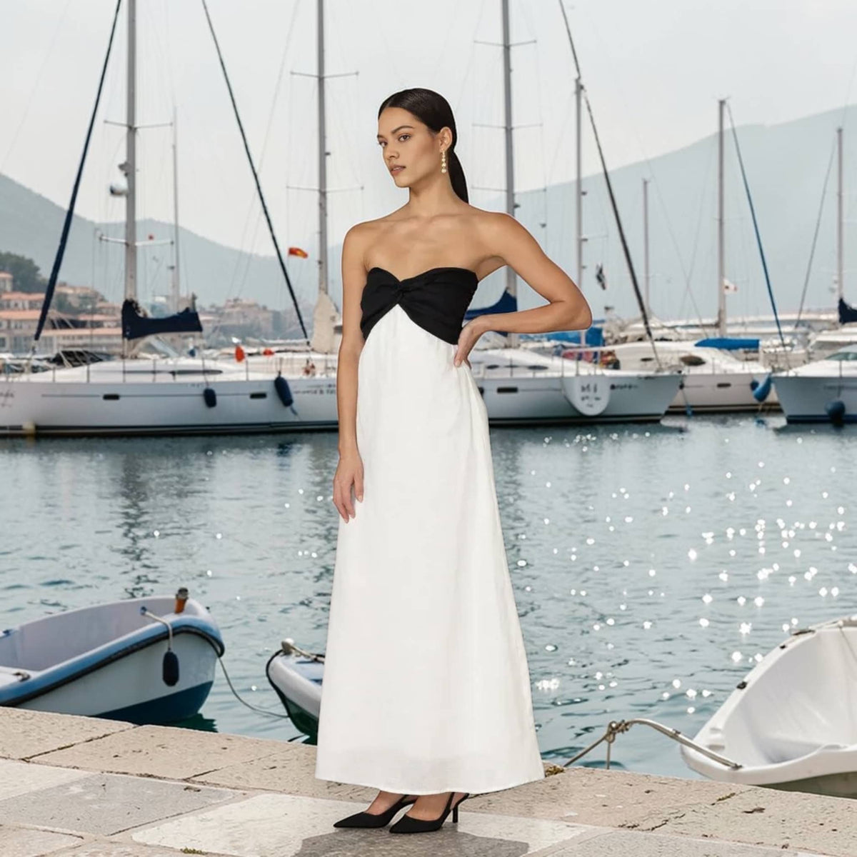 Strapless Linen Dress, Linen Maxi Dress