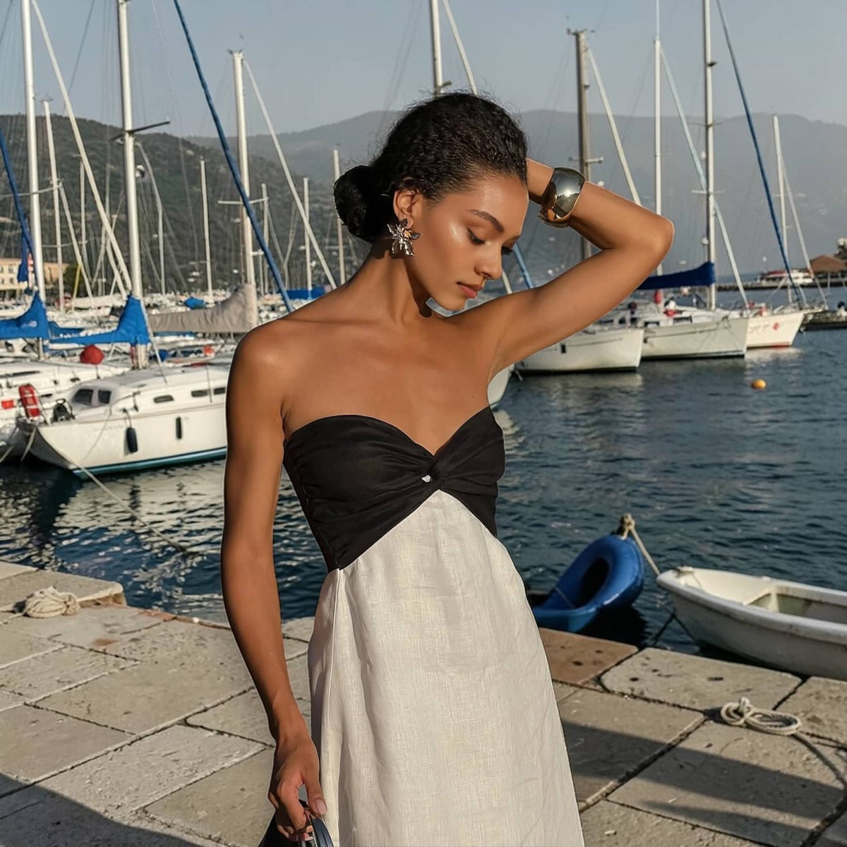 Strapless Linen Dress, Linen Maxi Dress