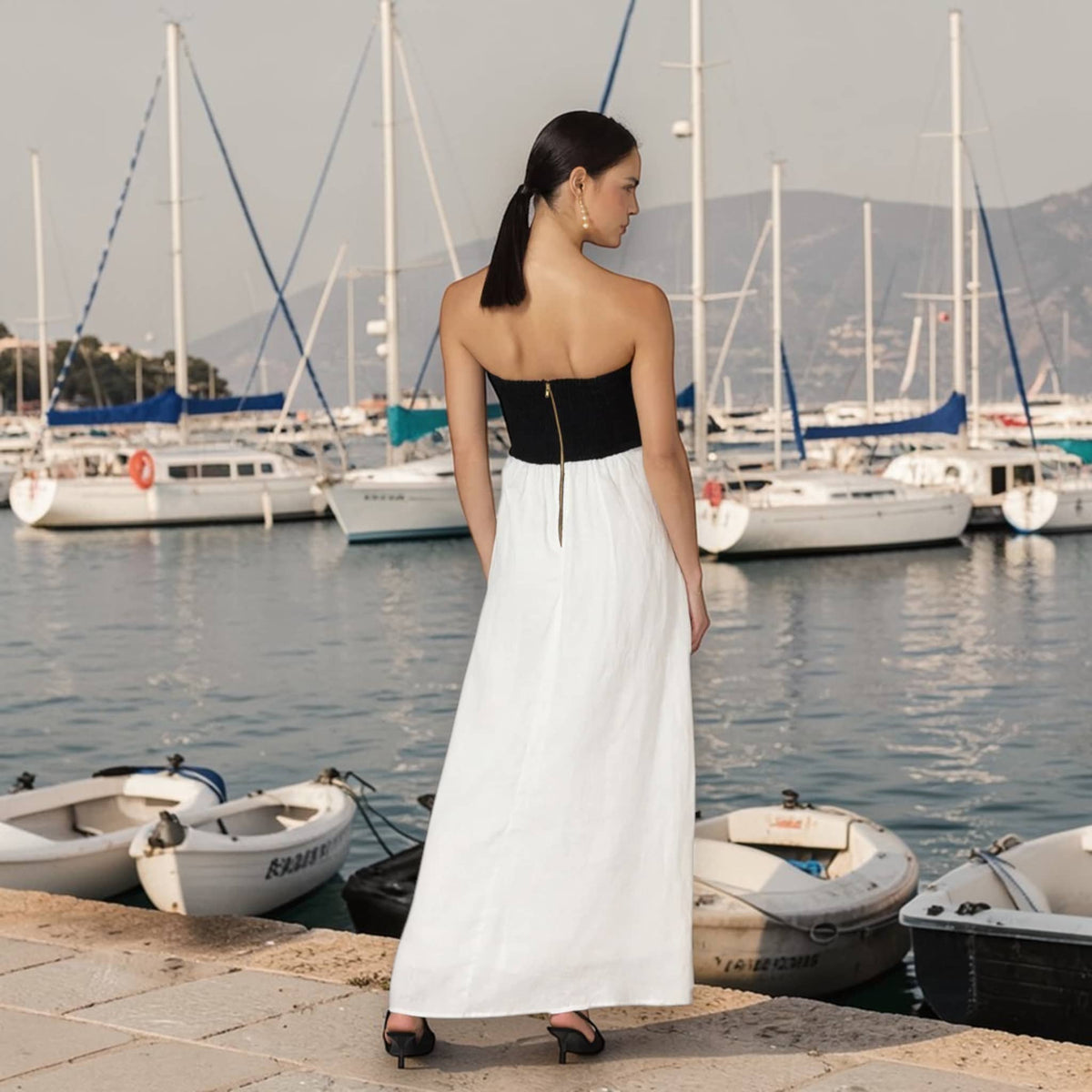Strapless Linen Dress, Linen Maxi Dress