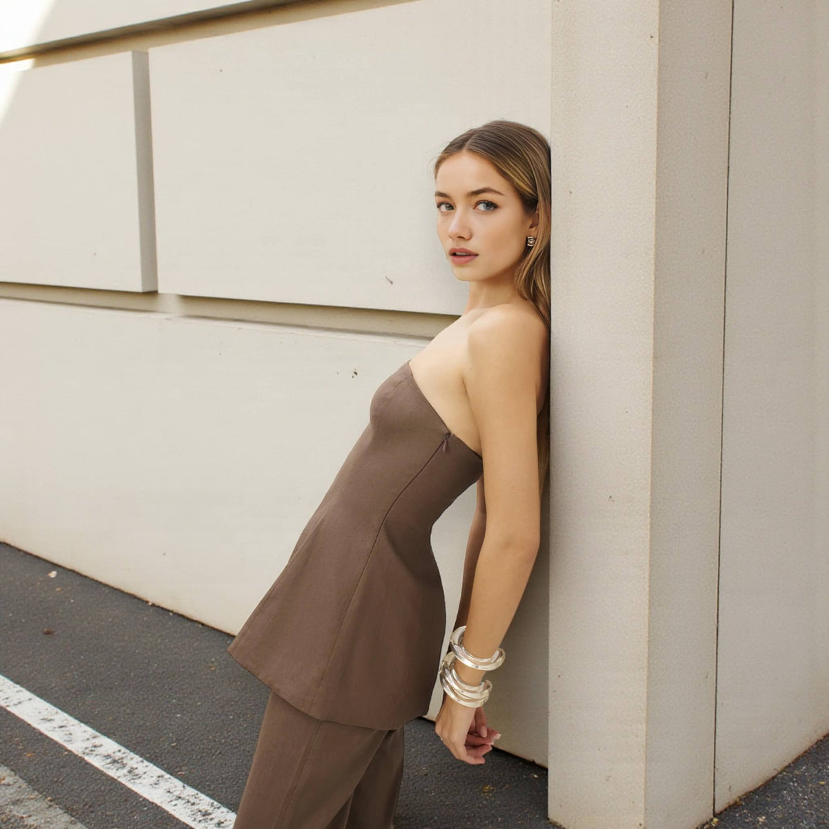 Strapless Linen Peplum Top, Linen Tube Top