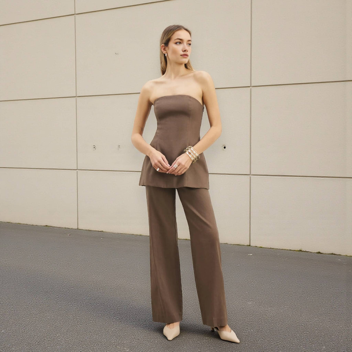 Strapless Linen Peplum Top, Linen Tube Top