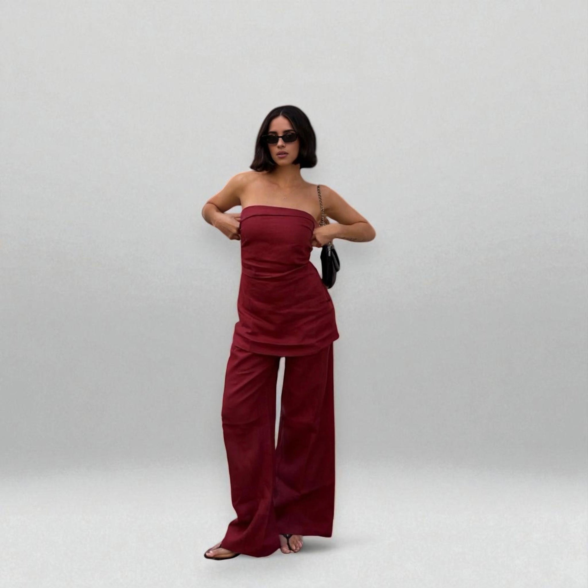 Strapless Tube Linen Top, Linen Tube Blouse