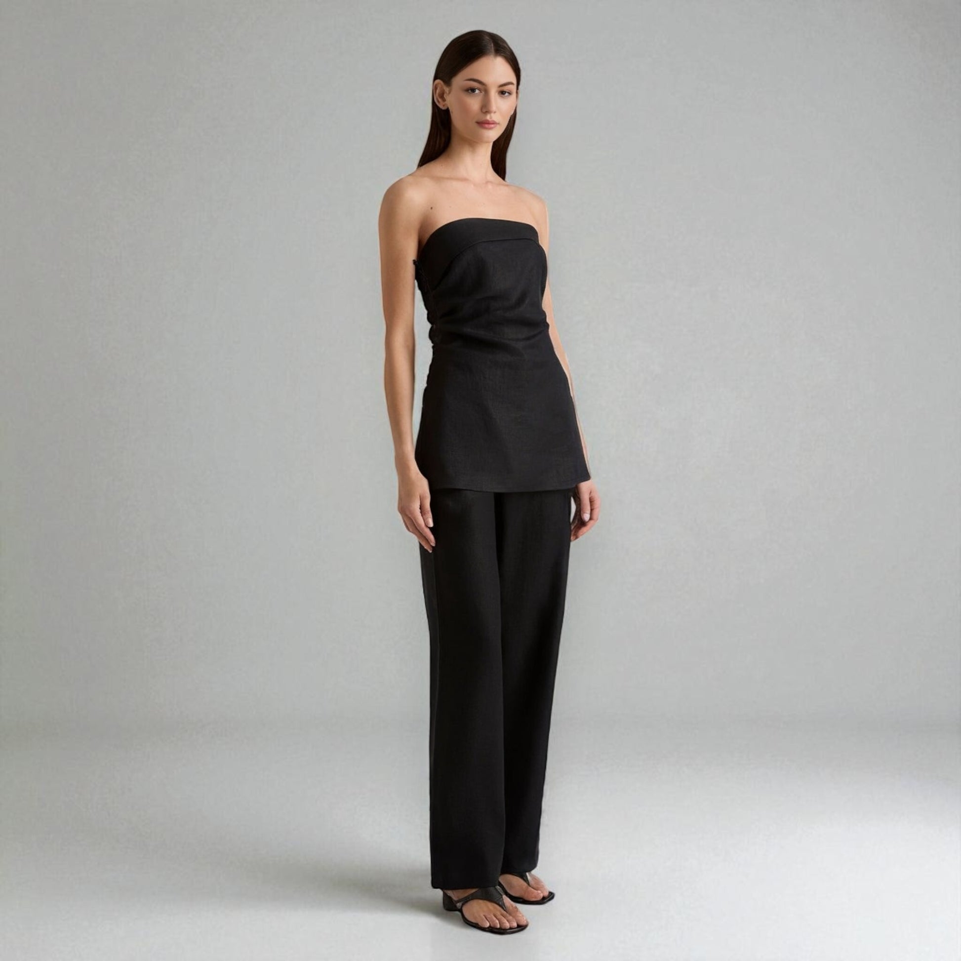 Strapless Tube Linen Top, Linen Tube Blouse