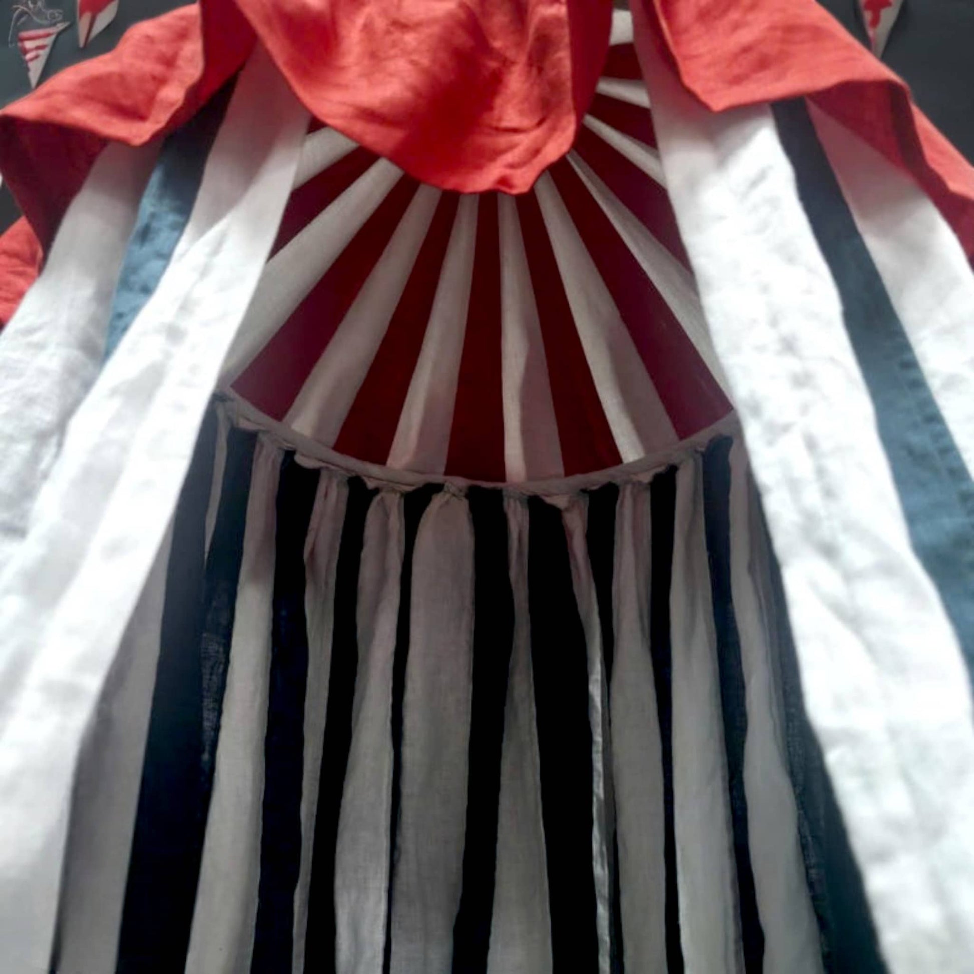 Striped Linen Bed Canopy, Circus Hanging Linen Canopy