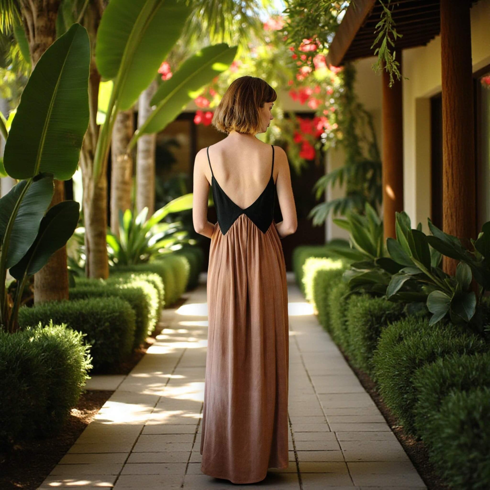 Summer Linen Dress, V Neck Maxi Dress