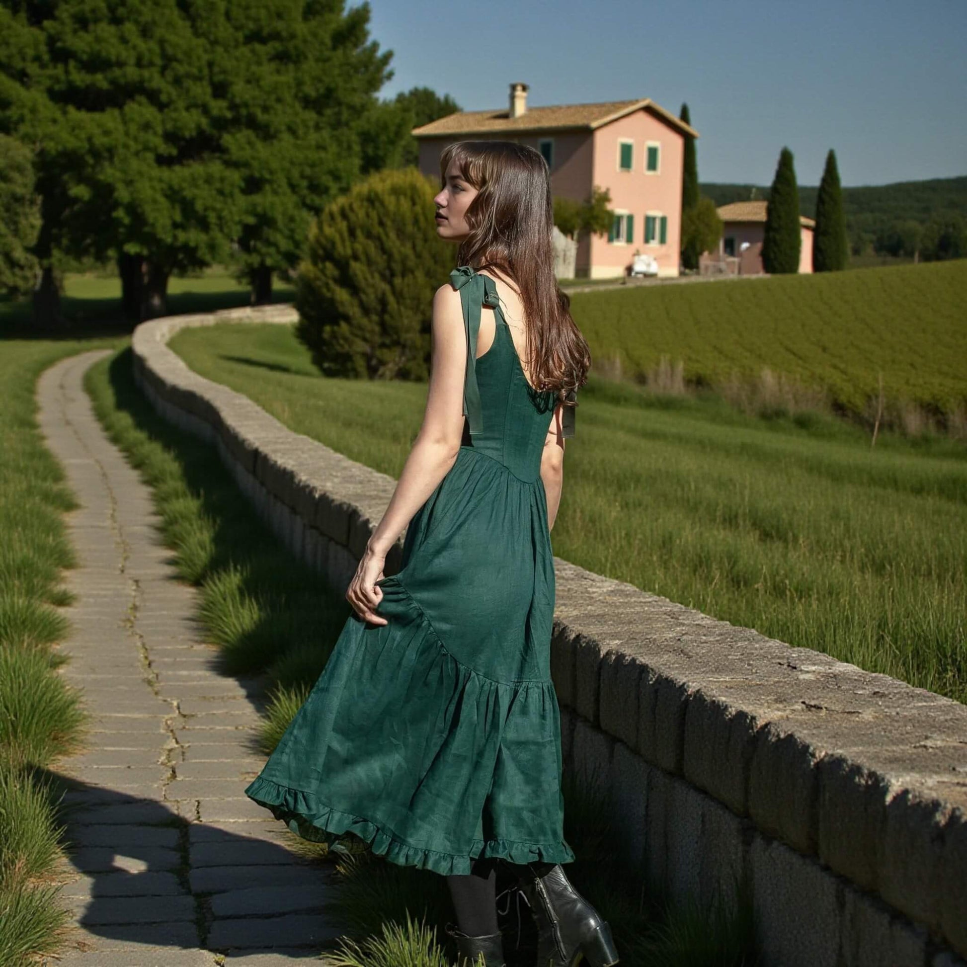 Sleeveless Midi Dress, Scoop Neck Linen Midi Dress