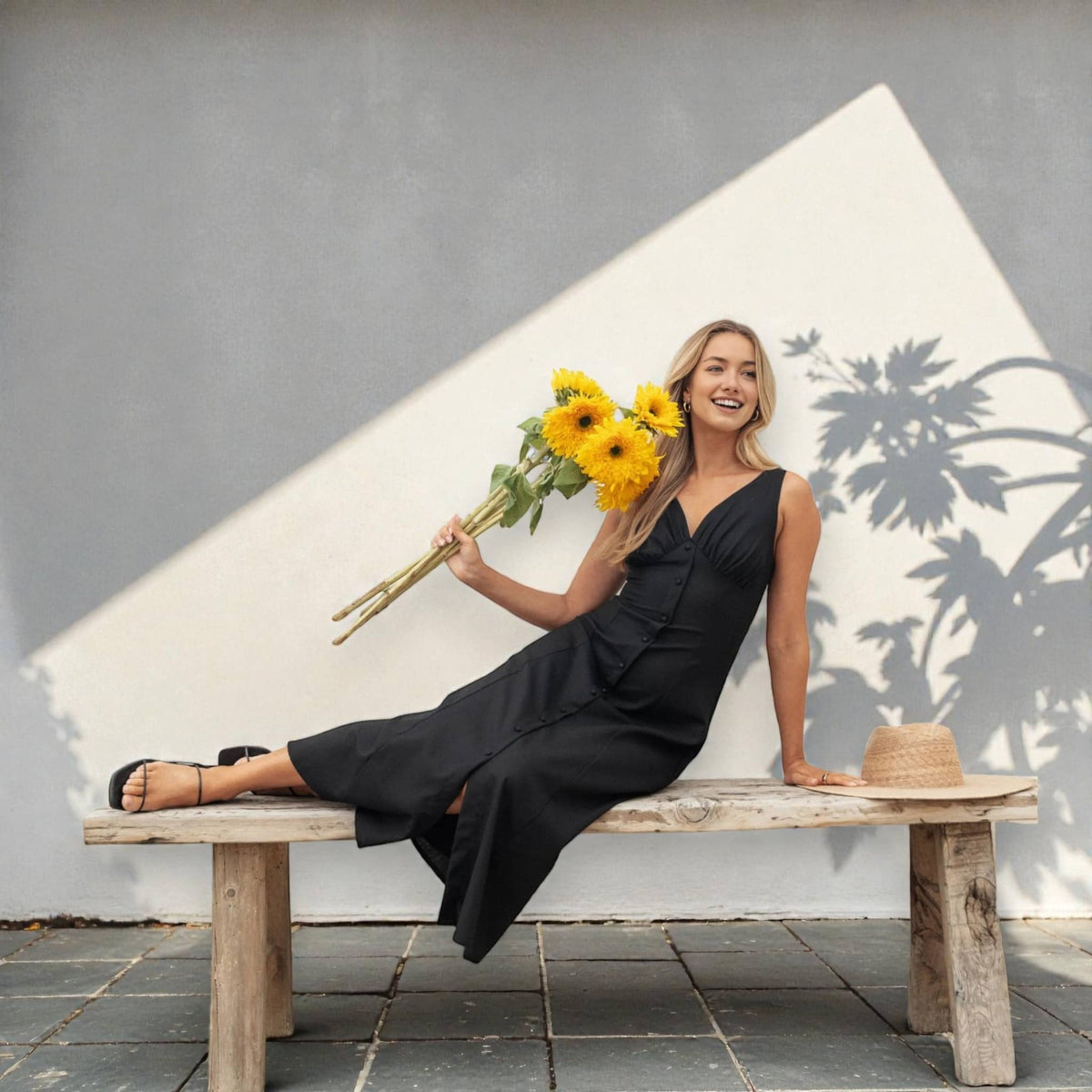 V Neck Button Front Maxi Dress, Sleeveless Linen Maxi Dress