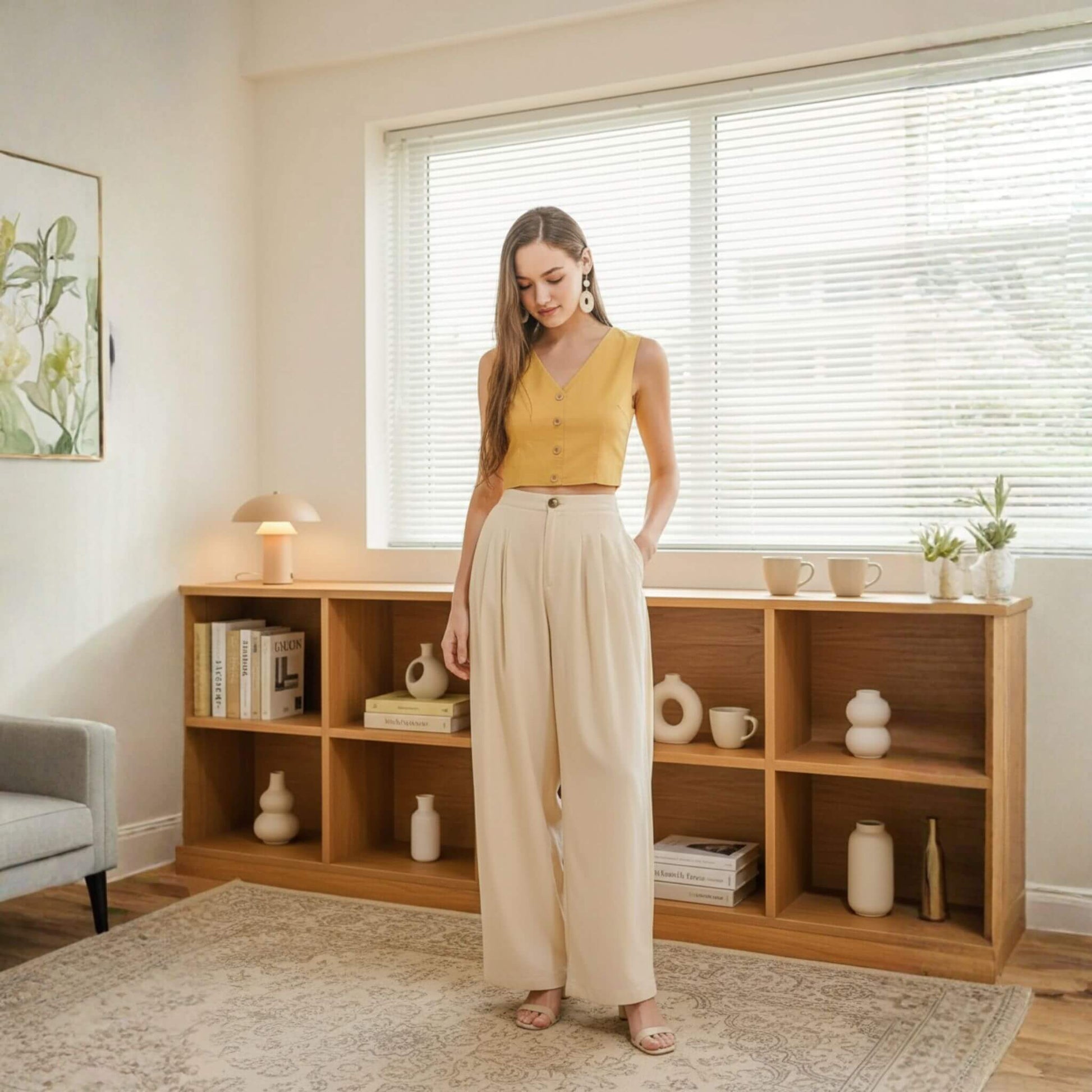 V Neck Linen Crop Top, Crop Linen Vest Tops