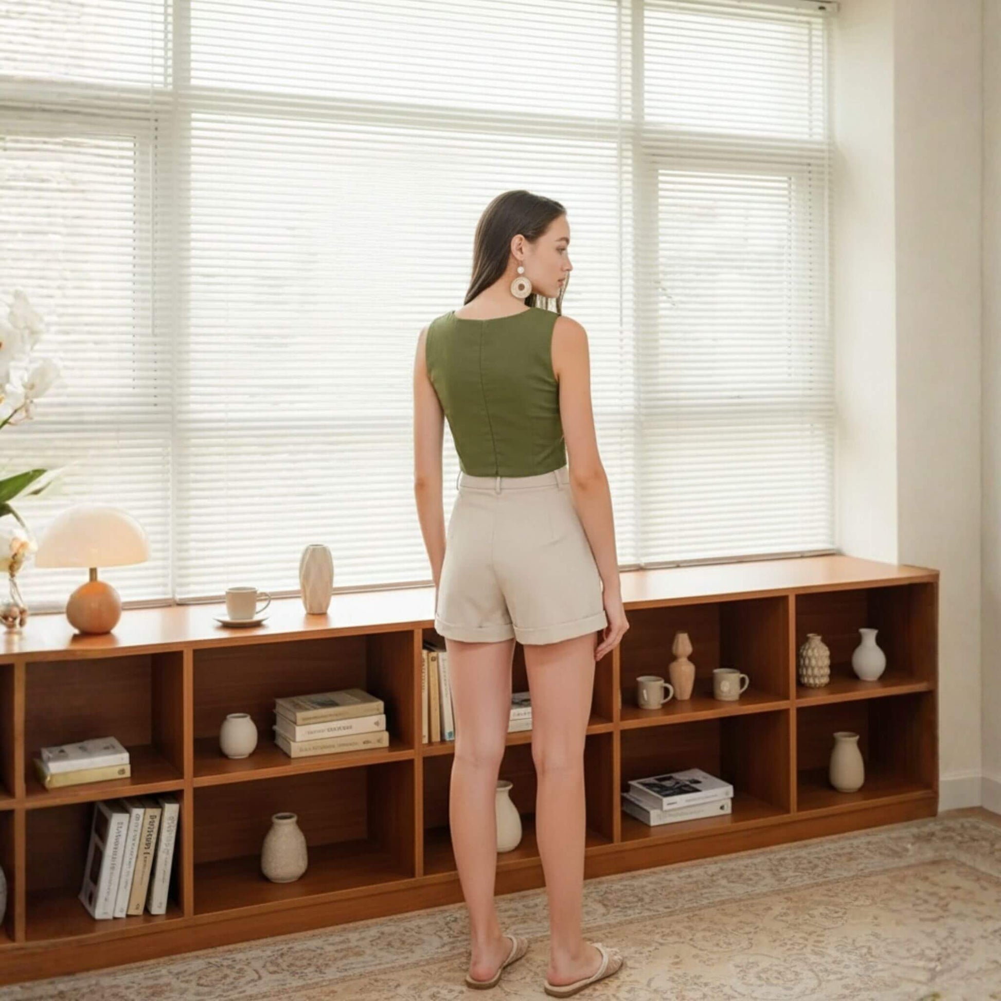 V Neck Linen Crop Top, Crop Linen Vest Tops