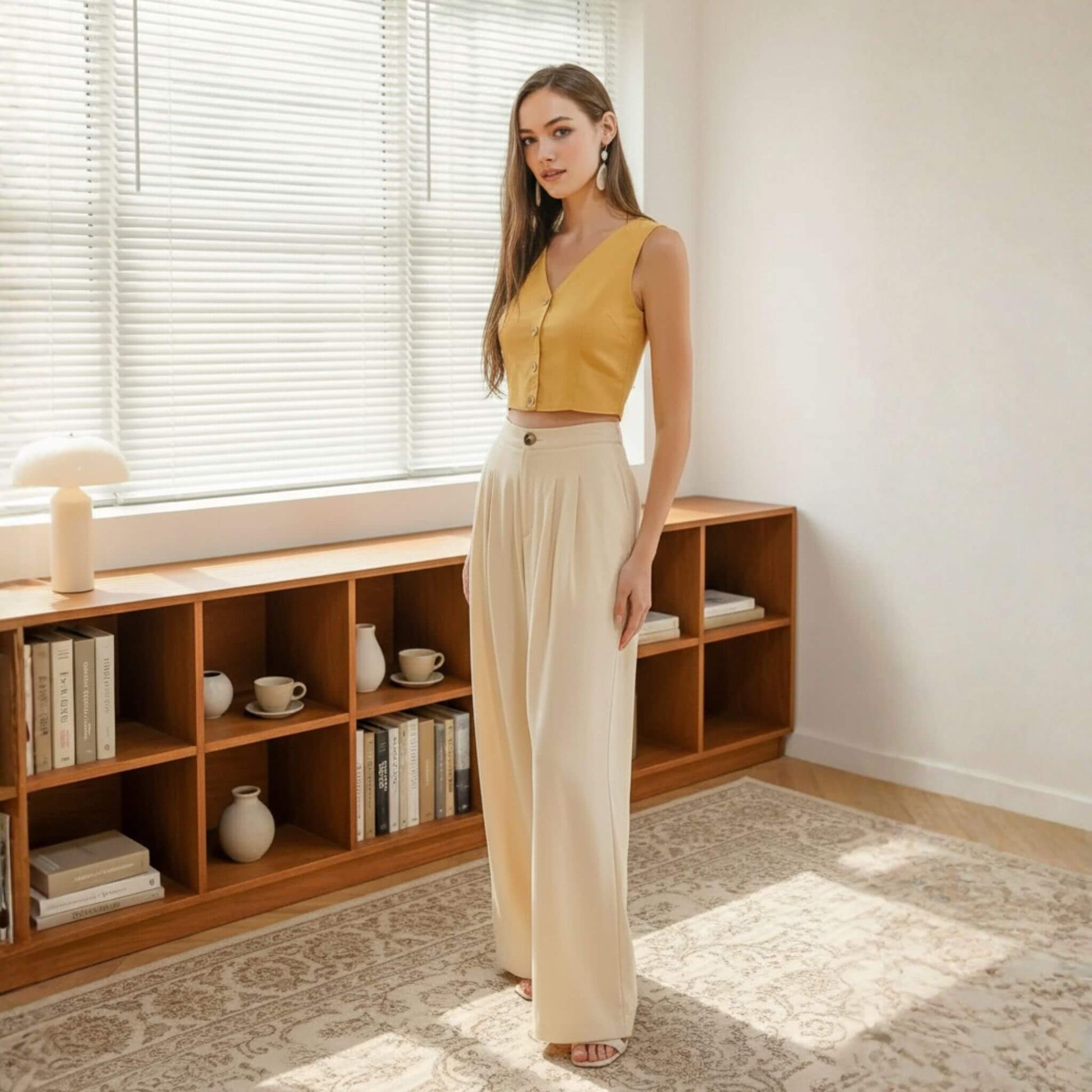 V Neck Linen Crop Top, Crop Linen Vest Tops