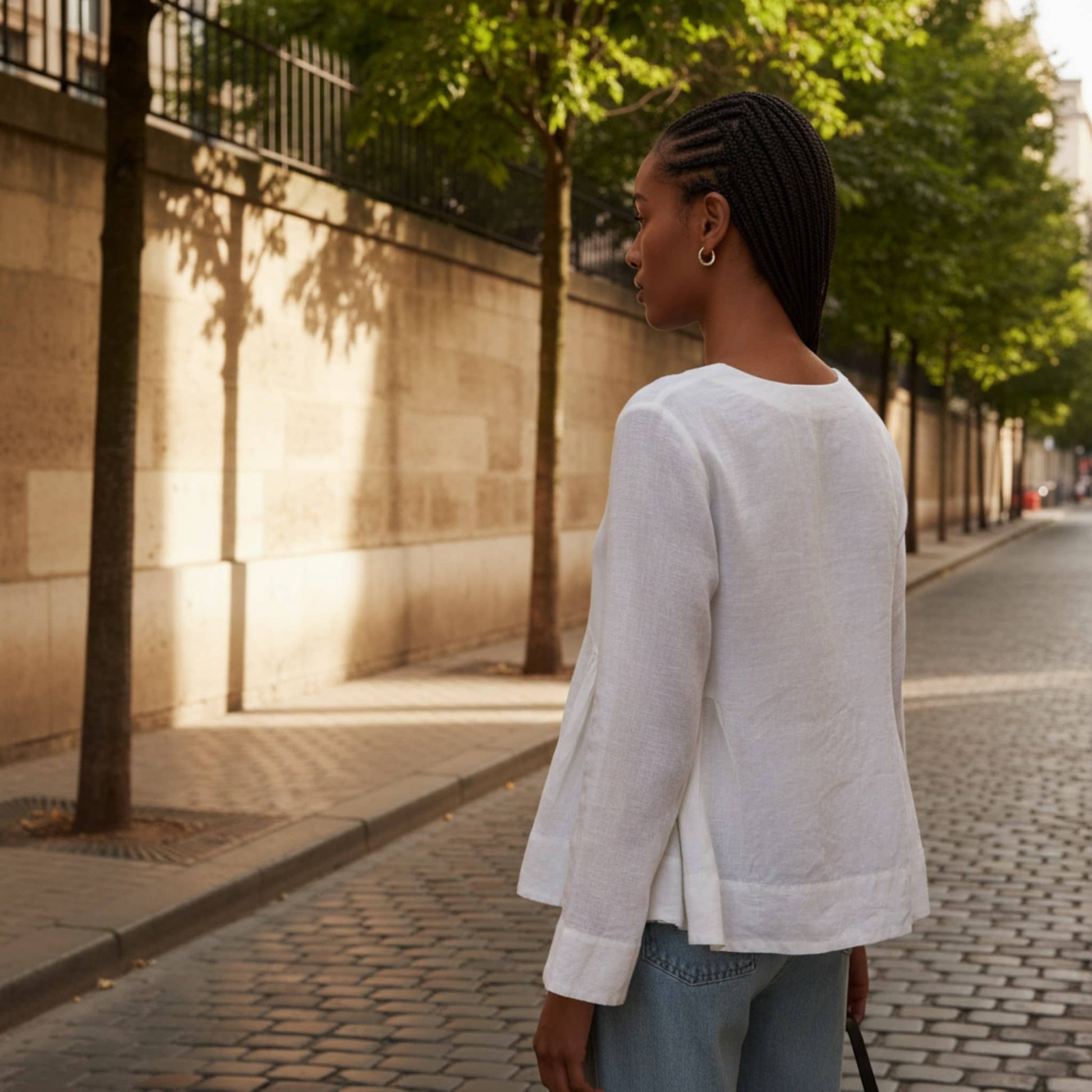V Neck Linen Top, Long Sleeve Linen Top