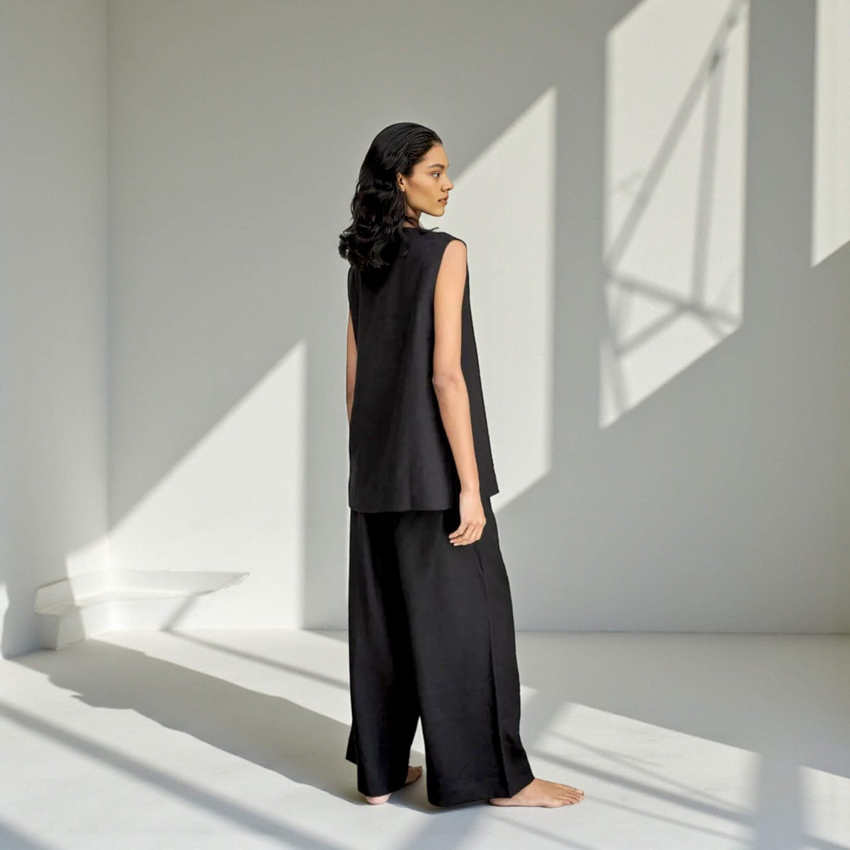 V Neck Sleeveless Linen Top, Sleeveless Linen Vest Top