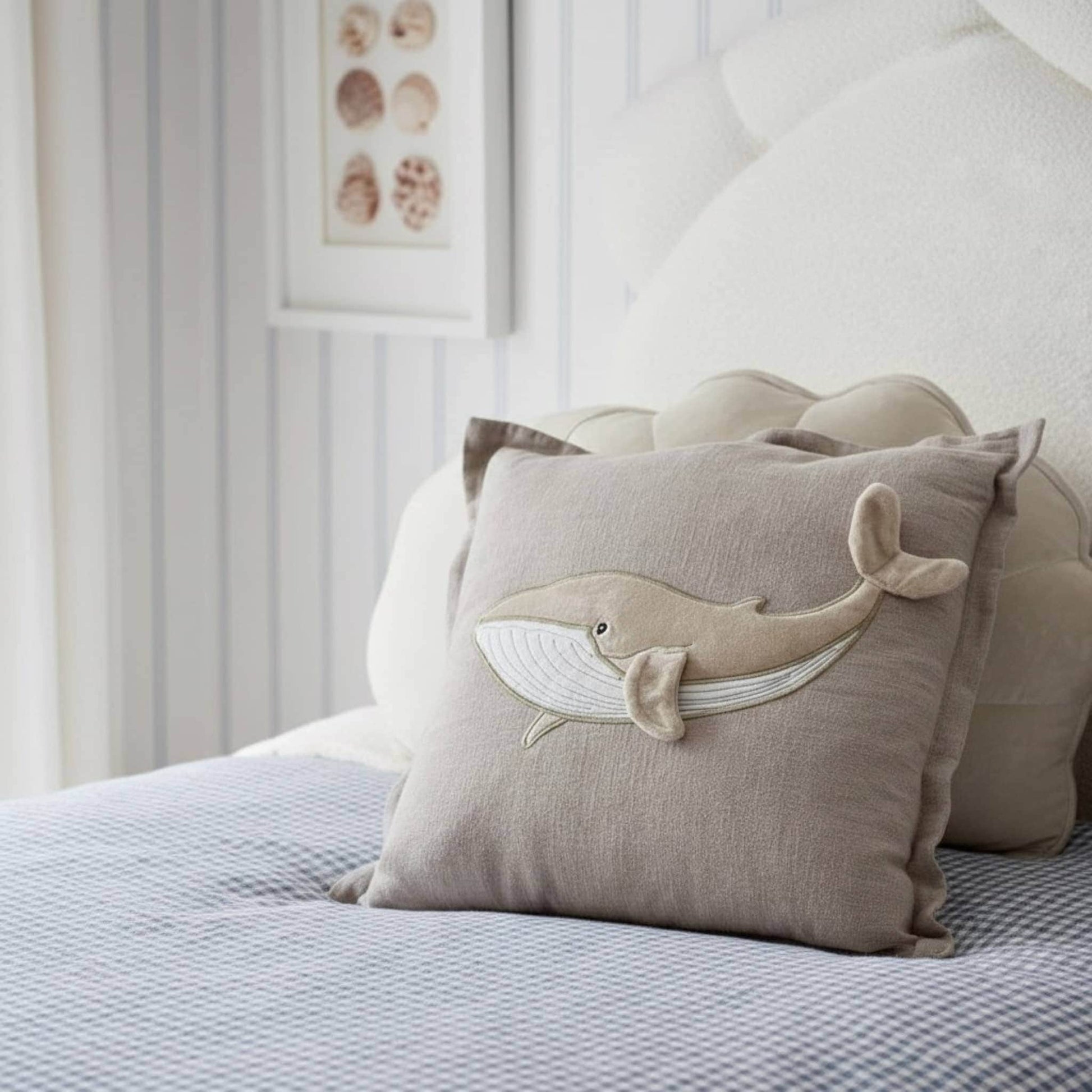 Whale Linen Pillow, Linen Couch Pillows