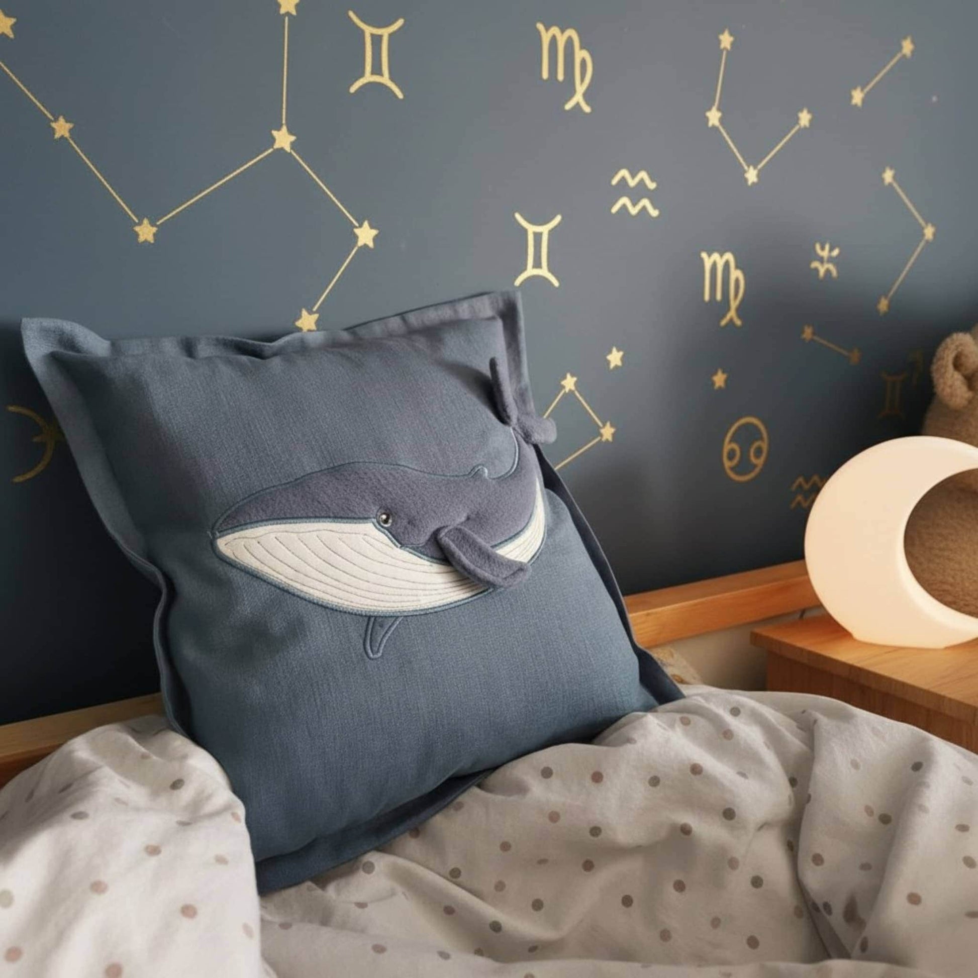 Whale Linen Pillow, Linen Couch Pillows