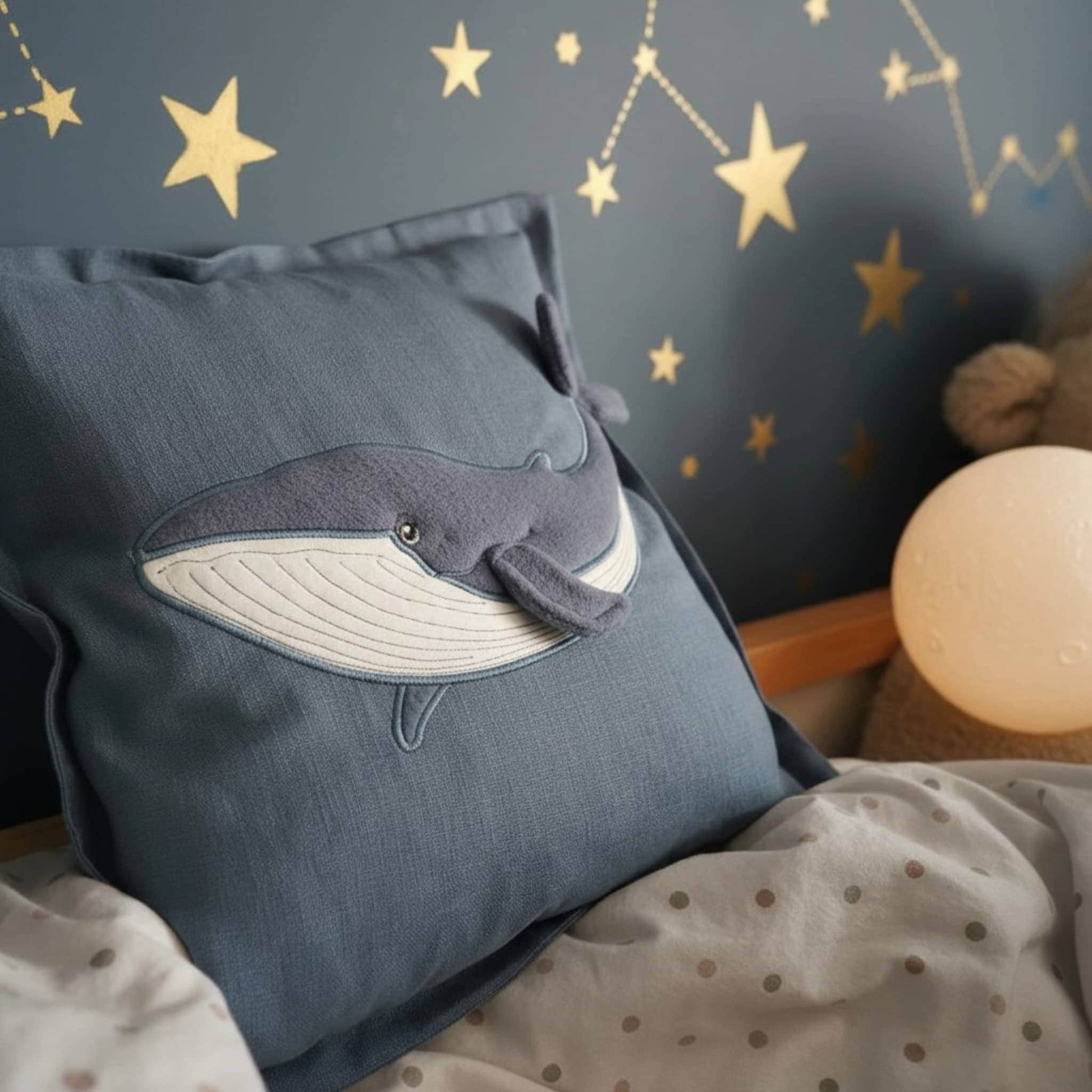 Whale Linen Pillow, Linen Couch Pillows