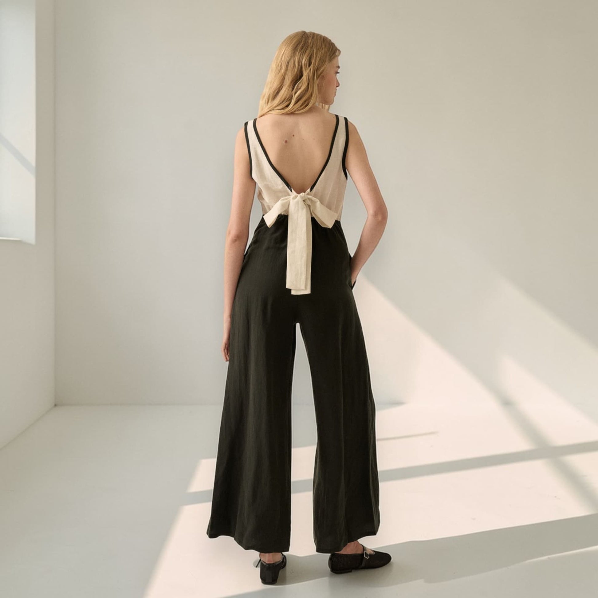 Wide Leg Linen Jumpsuit, Linen Jumpsuit Women