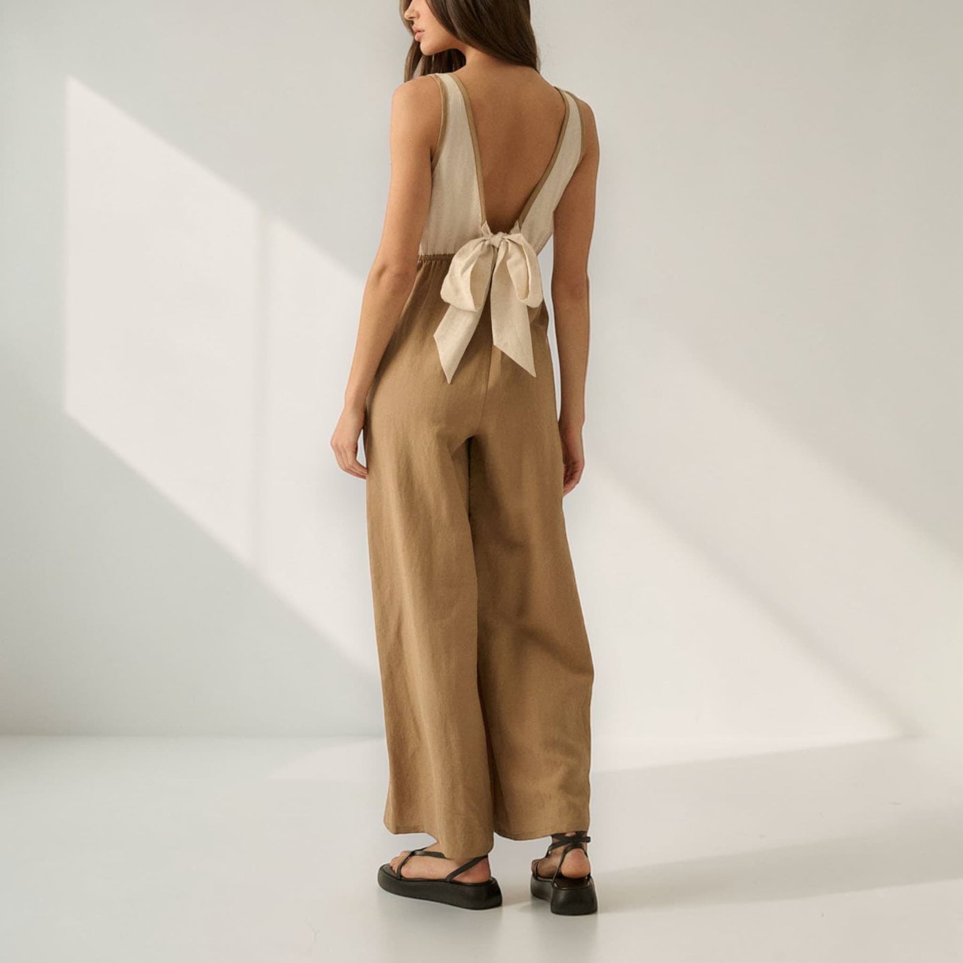 Wide Leg Linen Jumpsuit, Linen Jumpsuit Women