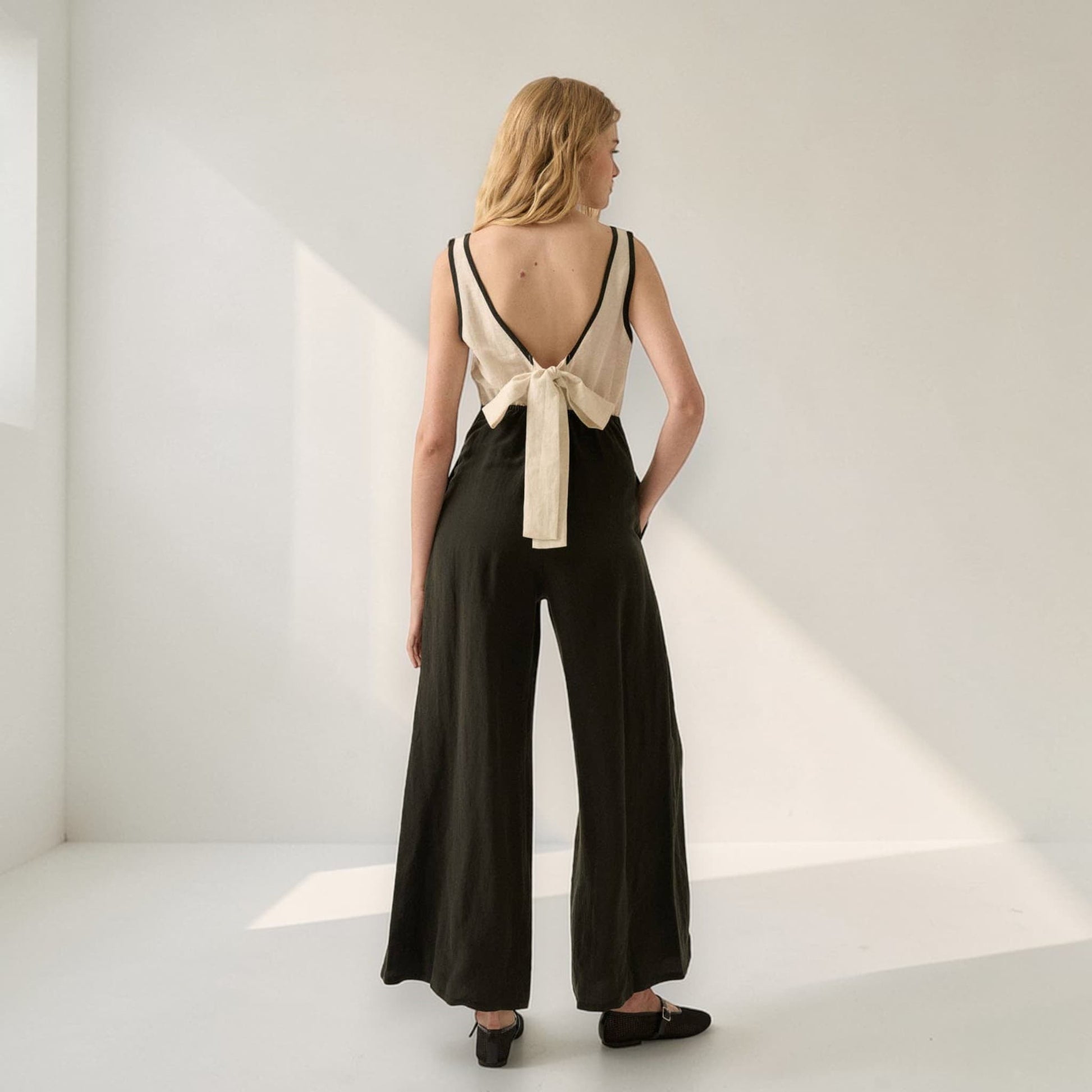 Wide Leg Linen Jumpsuit, Linen Jumpsuit Women
