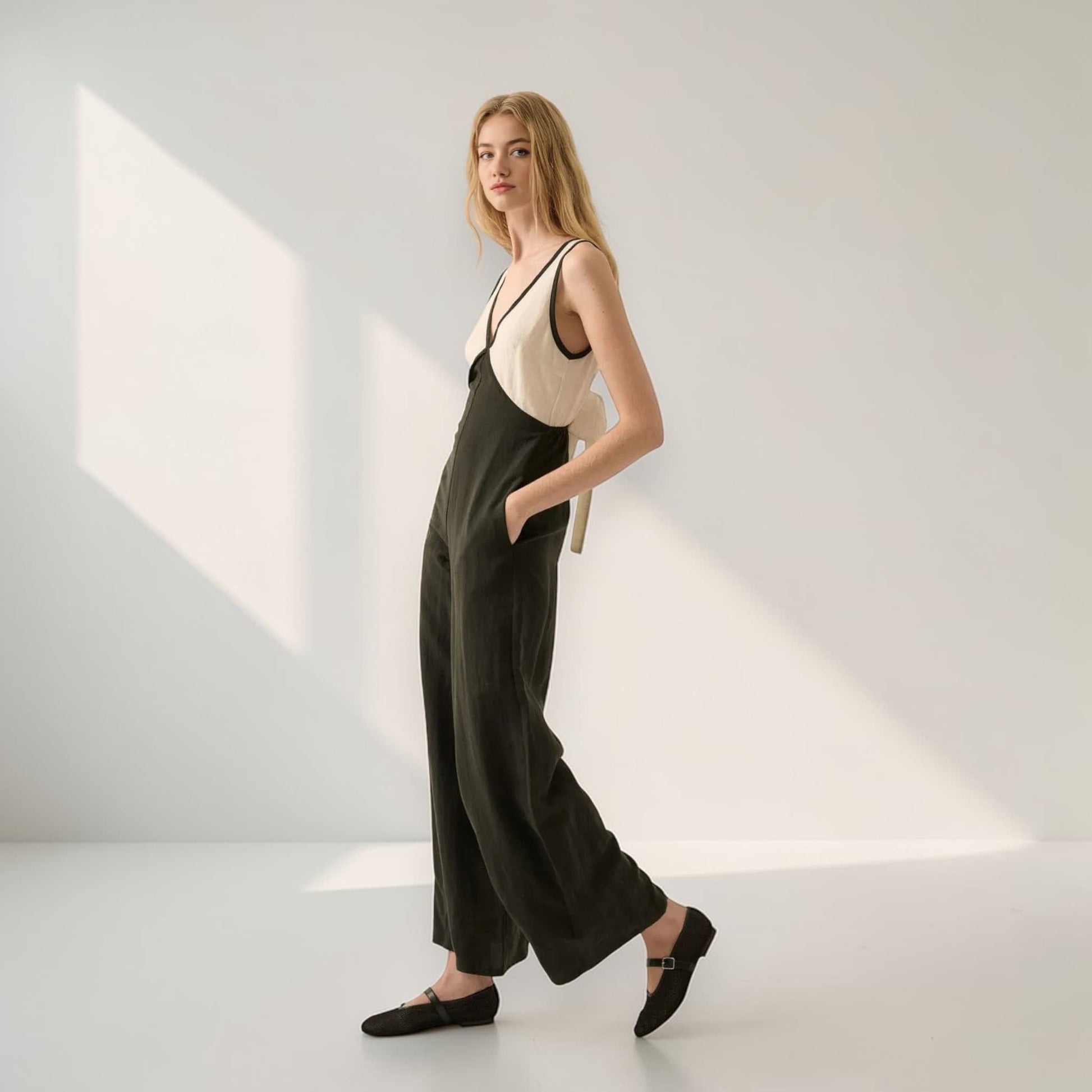 Wide Leg Linen Jumpsuit, Linen Jumpsuit Women