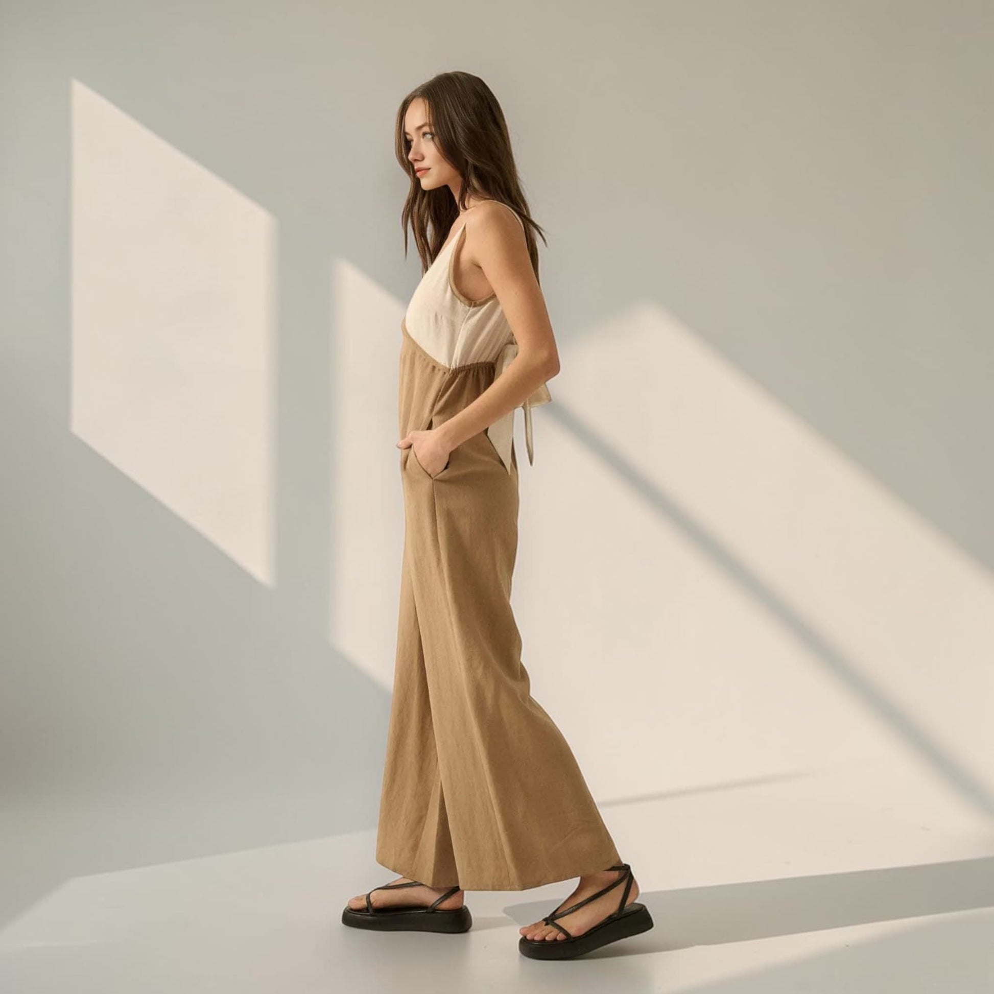 Wide Leg Linen Jumpsuit, Linen Jumpsuit Women