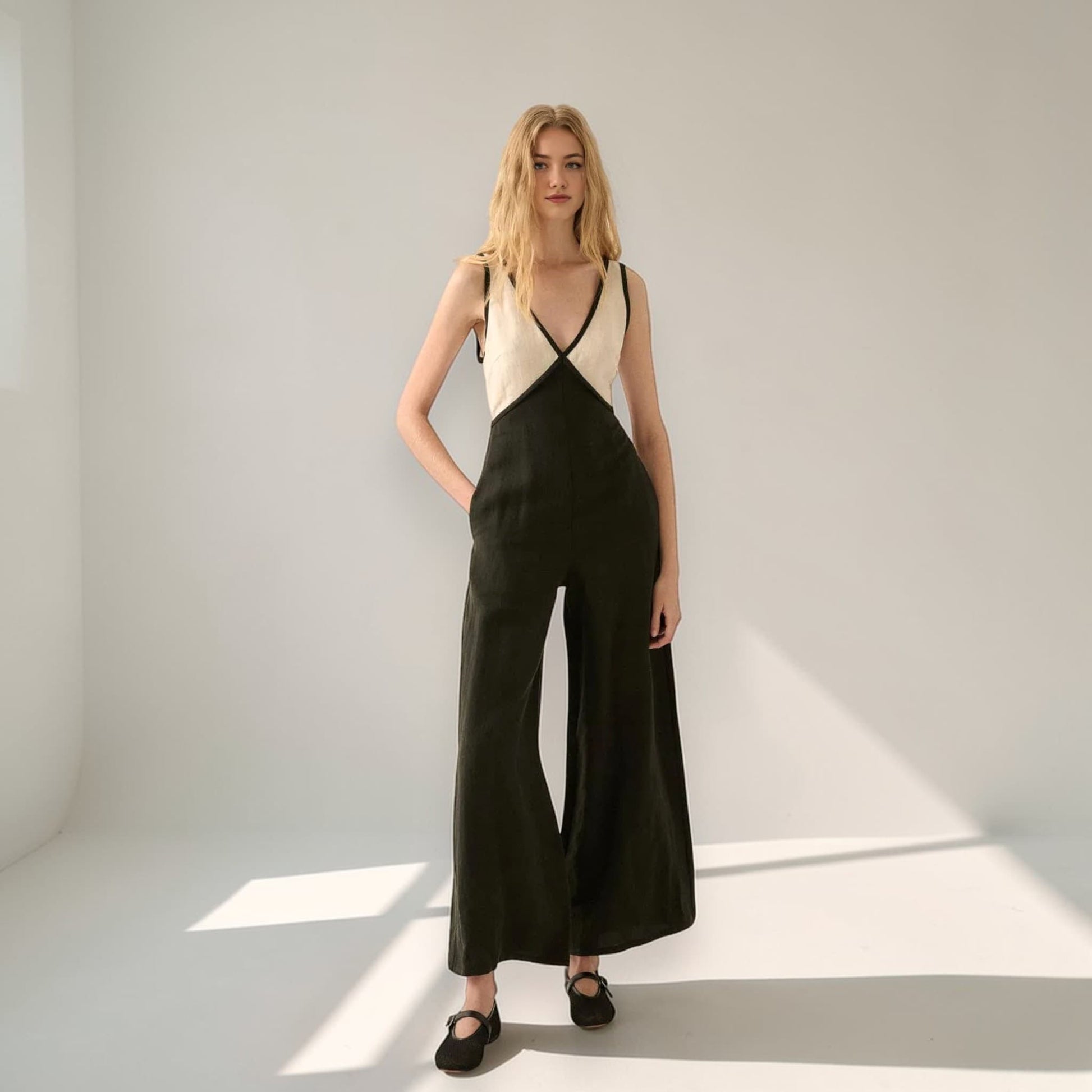 Wide Leg Linen Jumpsuit, Linen Jumpsuit Women