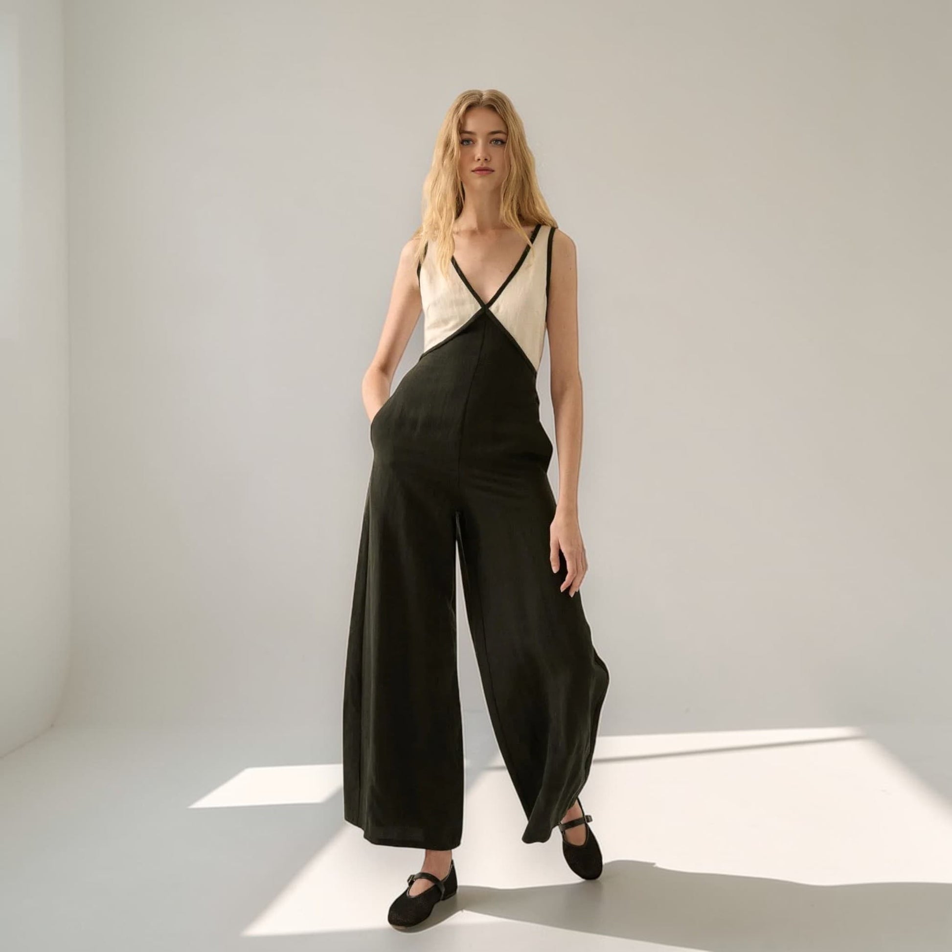 Wide Leg Linen Jumpsuit, Linen Jumpsuit Women