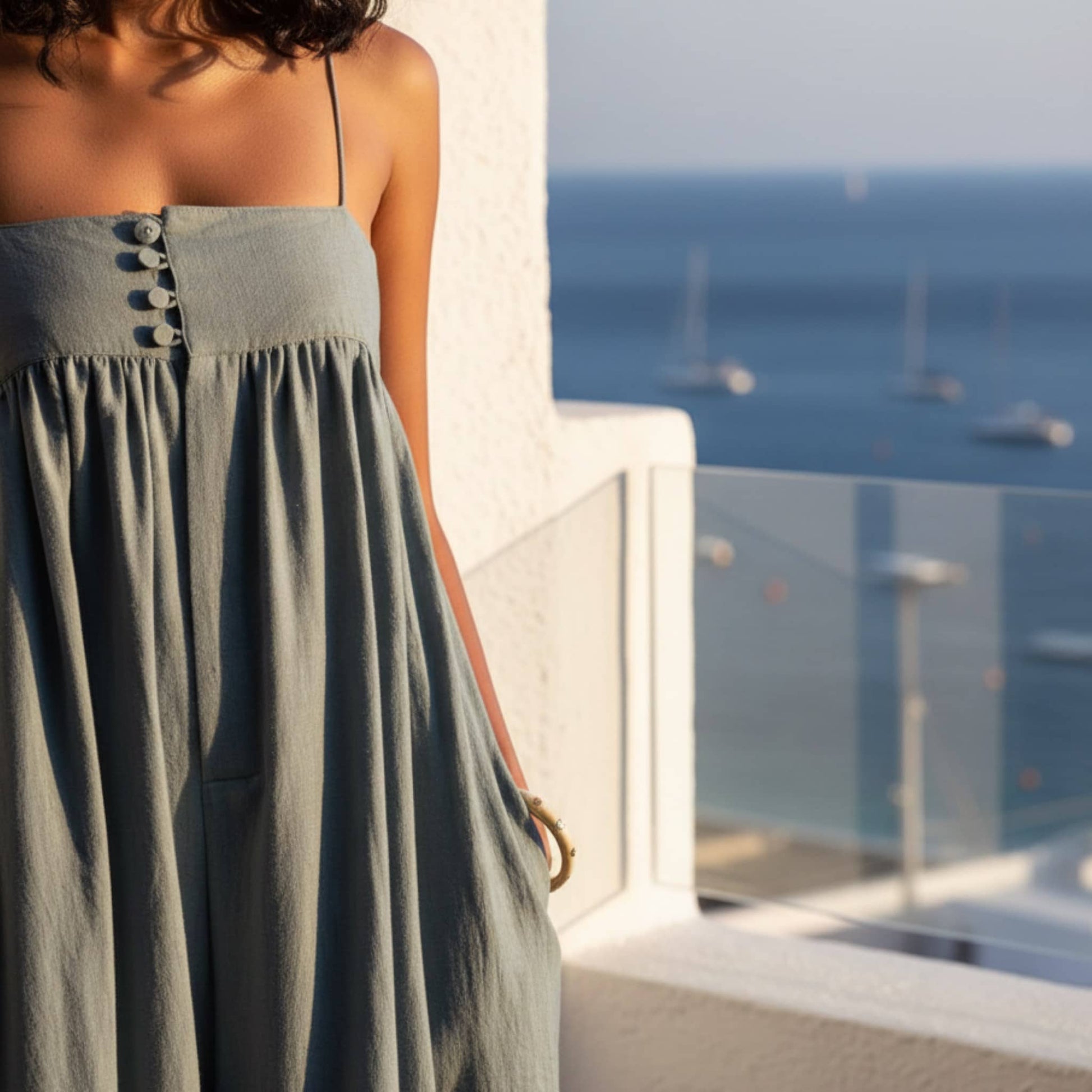 Wide Leg Linen Jumpsuit, Sleeveless Linen Jumpsuit