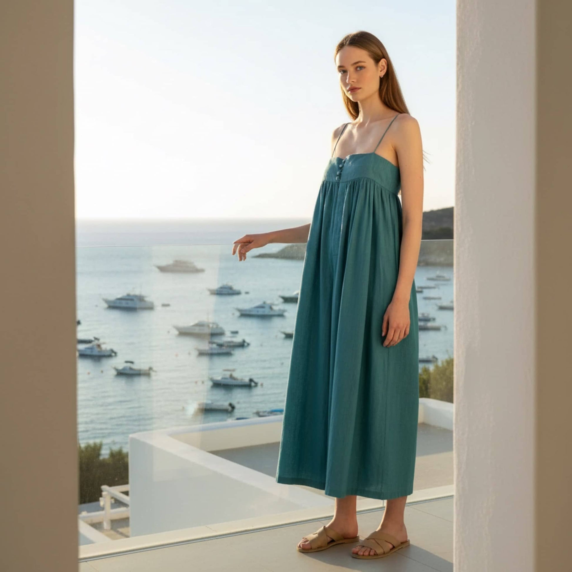 Wide Leg Linen Jumpsuit, Sleeveless Linen Jumpsuit