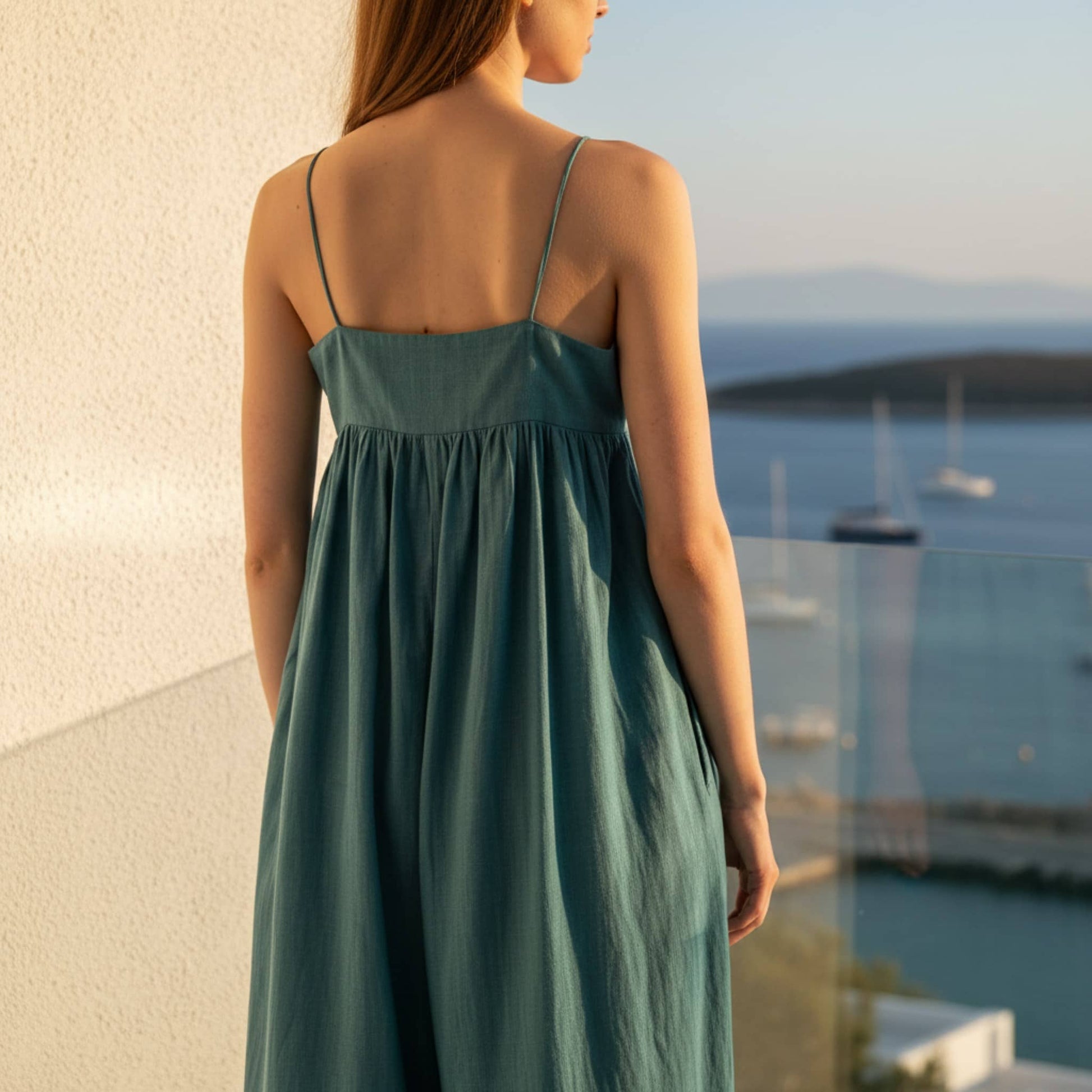 Wide Leg Linen Jumpsuit, Sleeveless Linen Jumpsuit