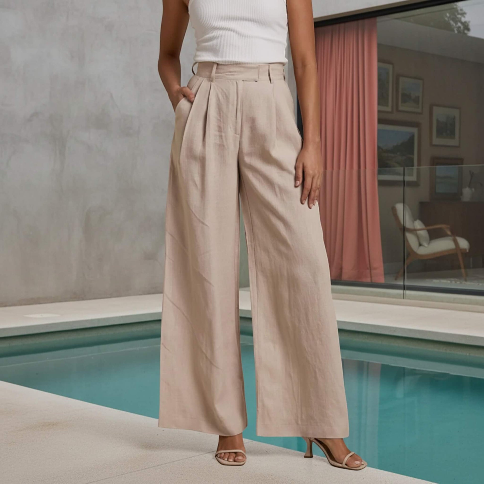 Wide Leg Linen Pants, Linen Pants Women