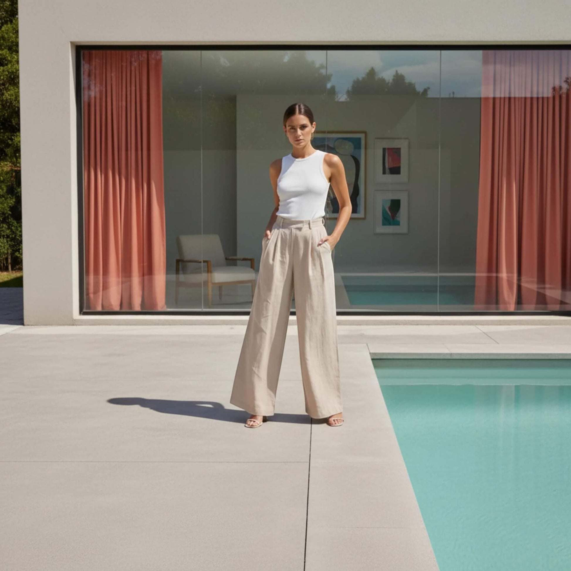 Wide Leg Linen Pants, Linen Pants Women