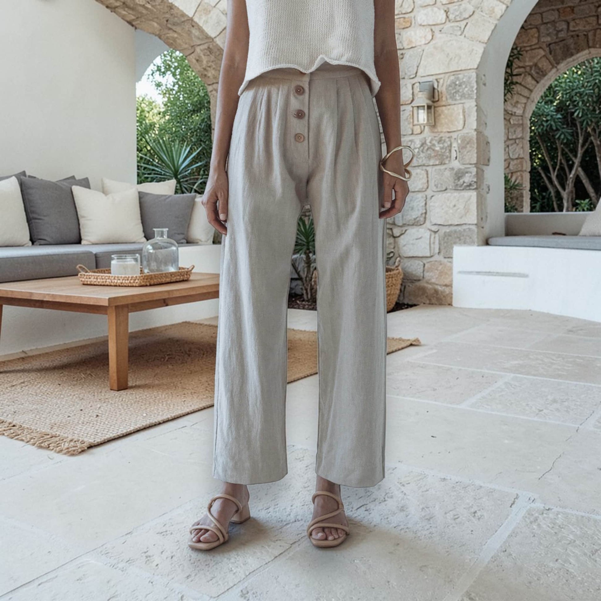 Wide Leg Linen Pants Women, Cropped Wide Leg Pants