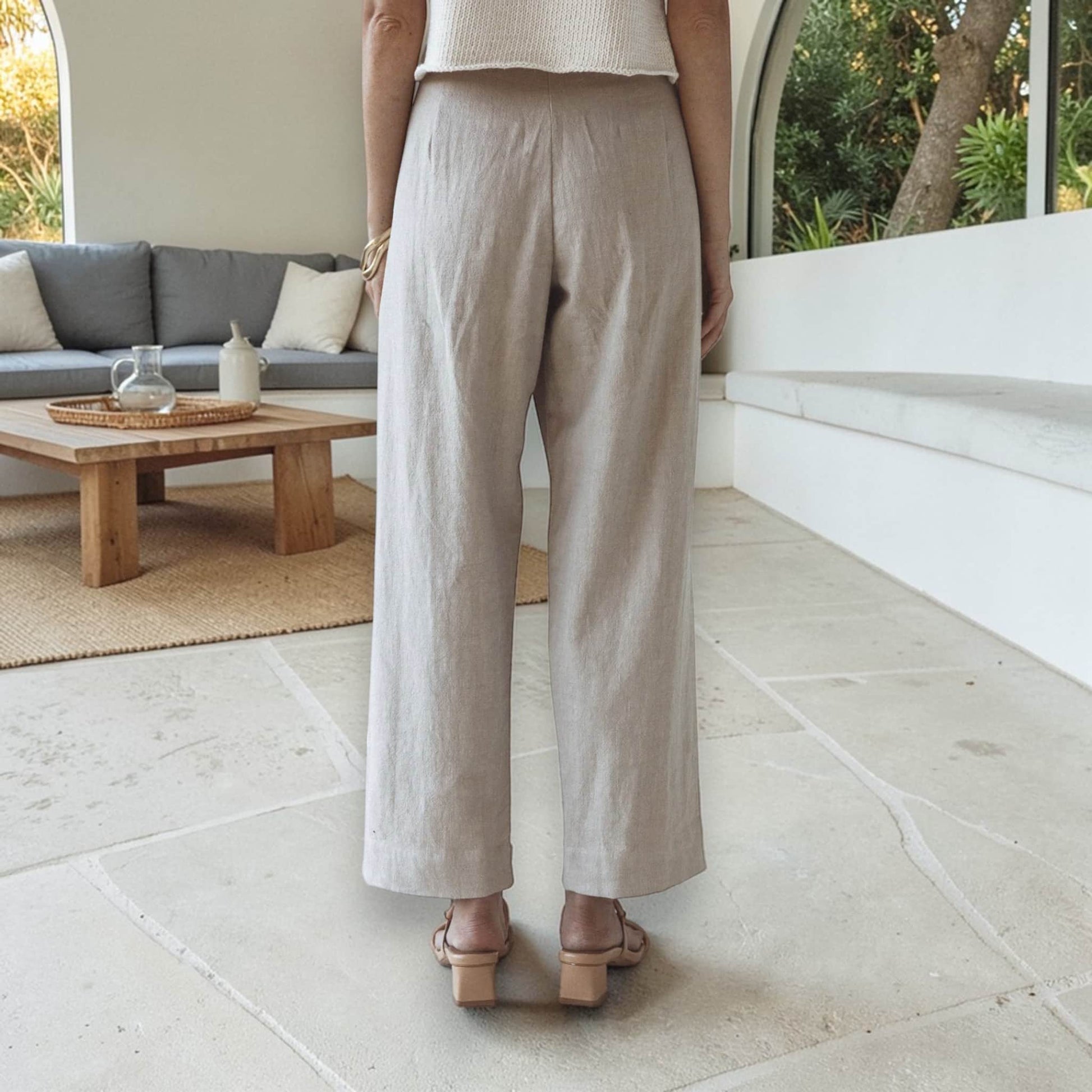 Wide Leg Linen Pants Women, Cropped Wide Leg Pants