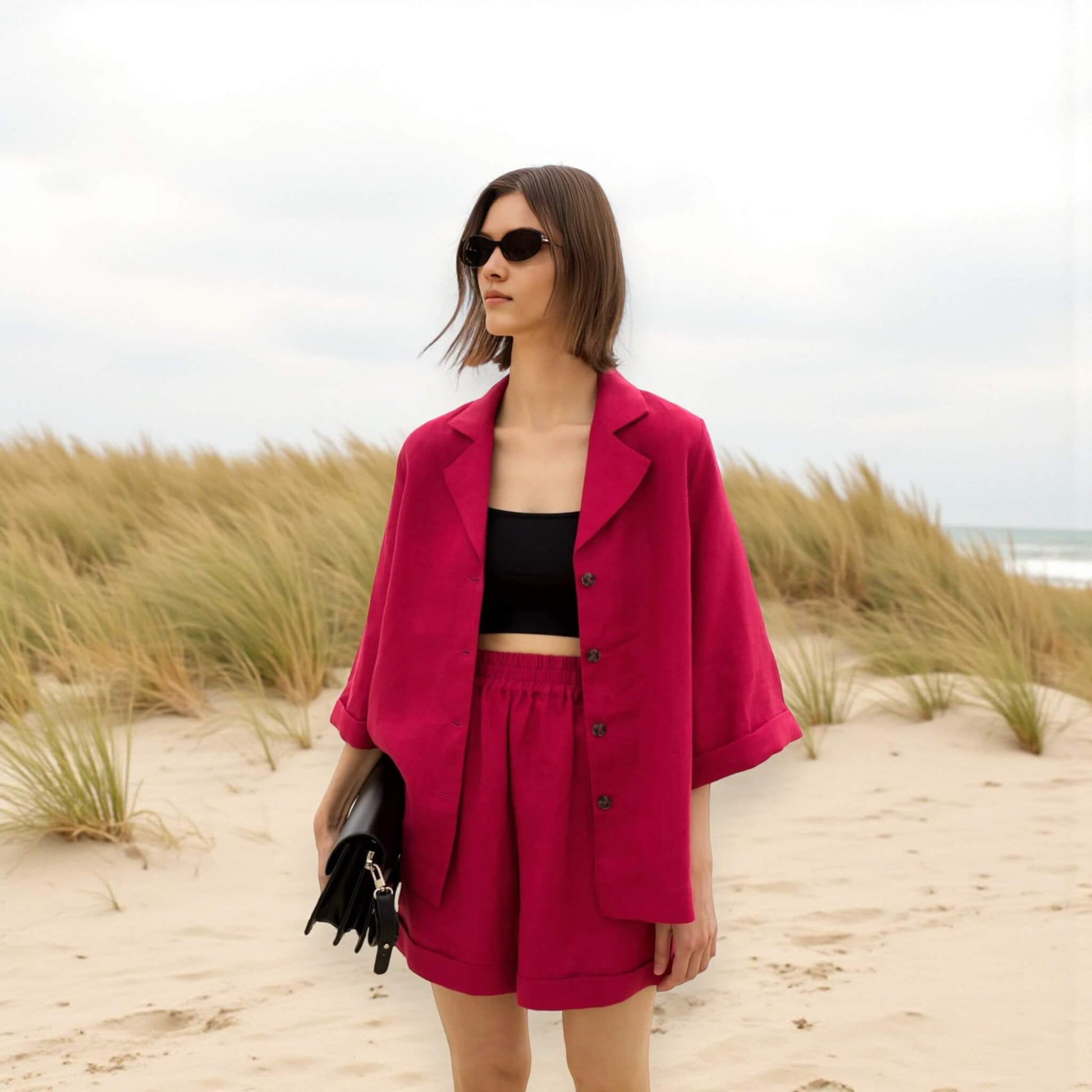 Wide Sleeve Linen Shirt, Oversized Linen Shirt