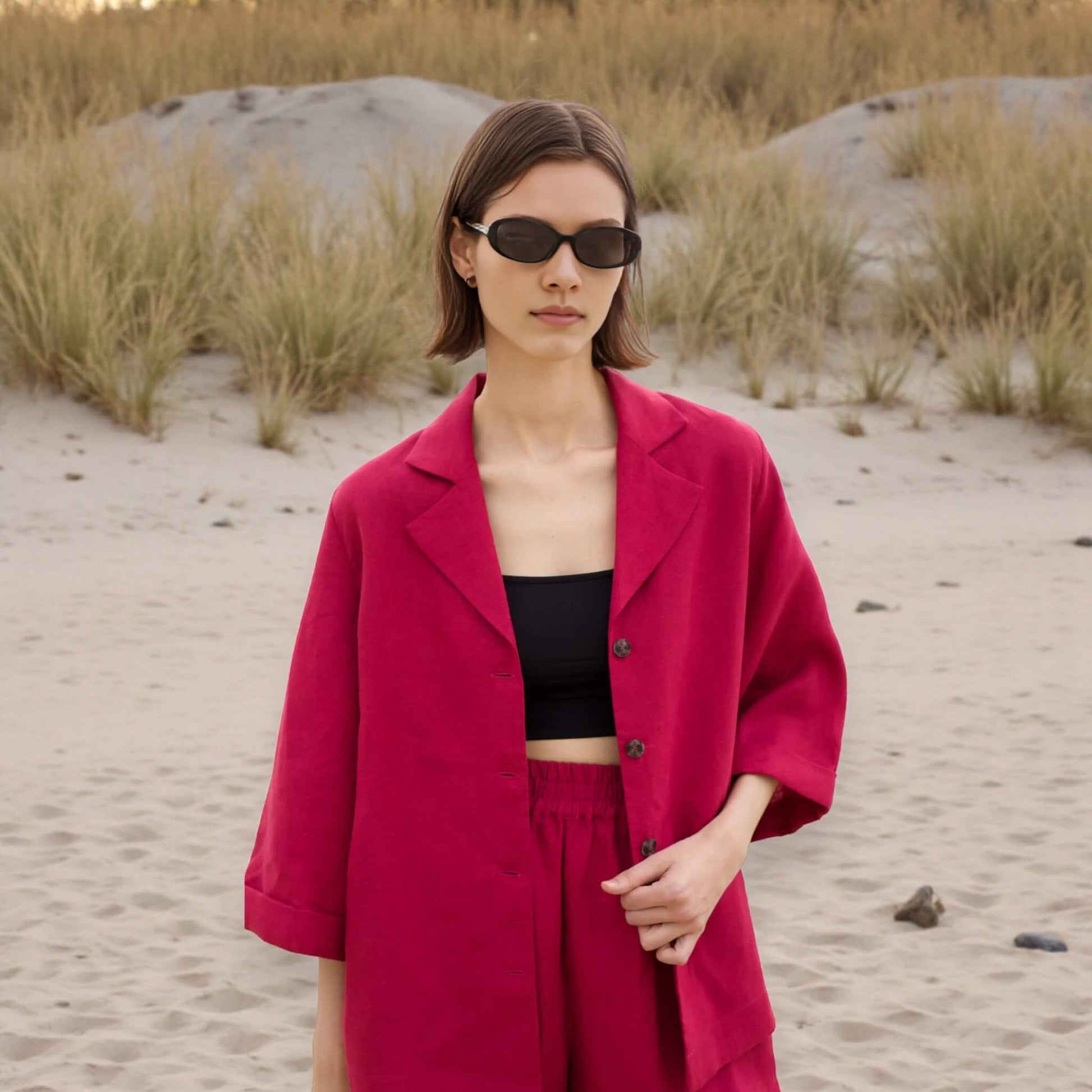 Wide Sleeve Linen Shirt, Oversized Linen Shirt