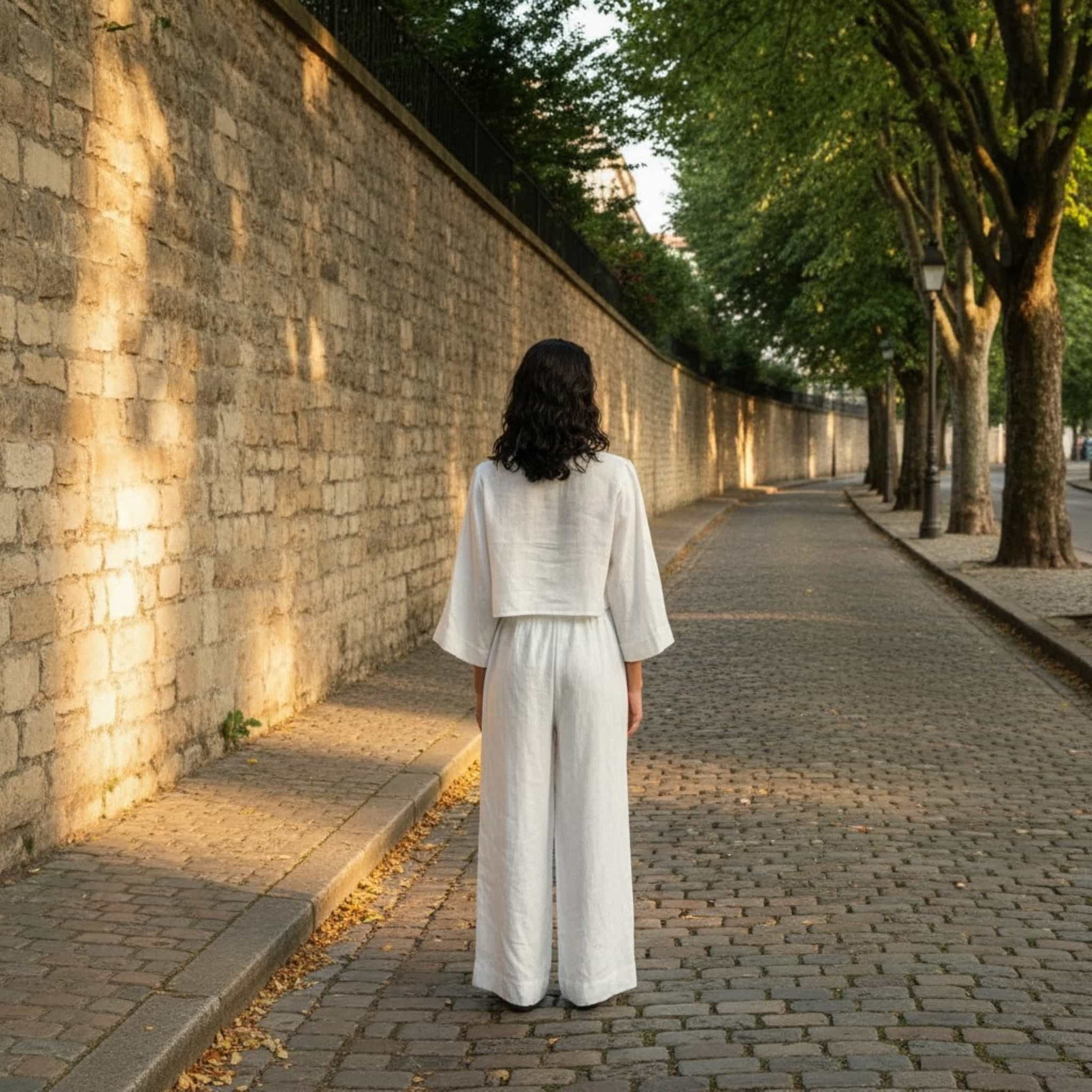 Wide Sleeve Linen Top, Tie Front Crop Top