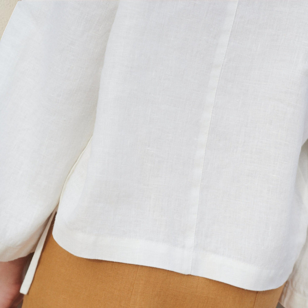 Wrap Linen Top, V Neck 3/4 Sleeve