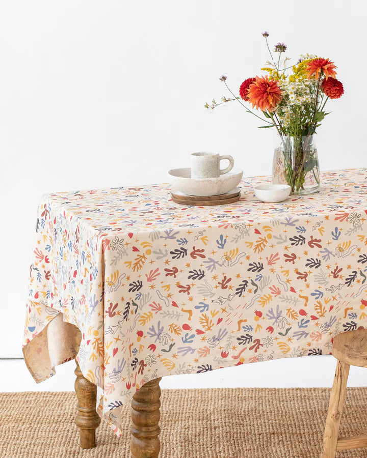 Abstract print linen tablecloth