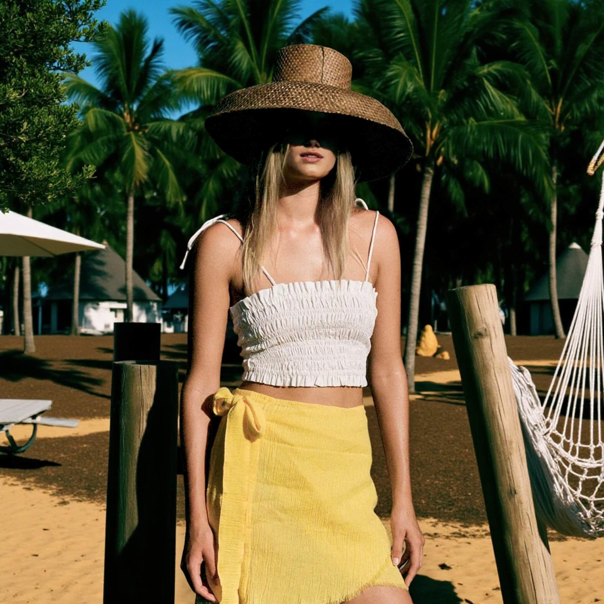 Linen Smocked Tube Top, Smocked Top with Tie Shoulder Straps