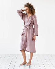 Linen robe in Woodrose