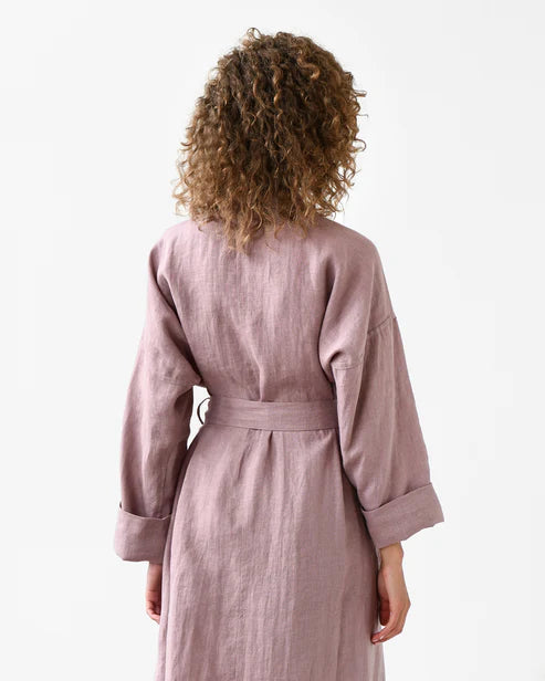 Linen robe in Woodrose