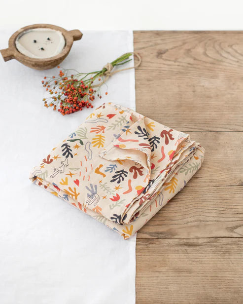 Abstract print linen tablecloth