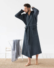 Men's waffle robe in Dark gray