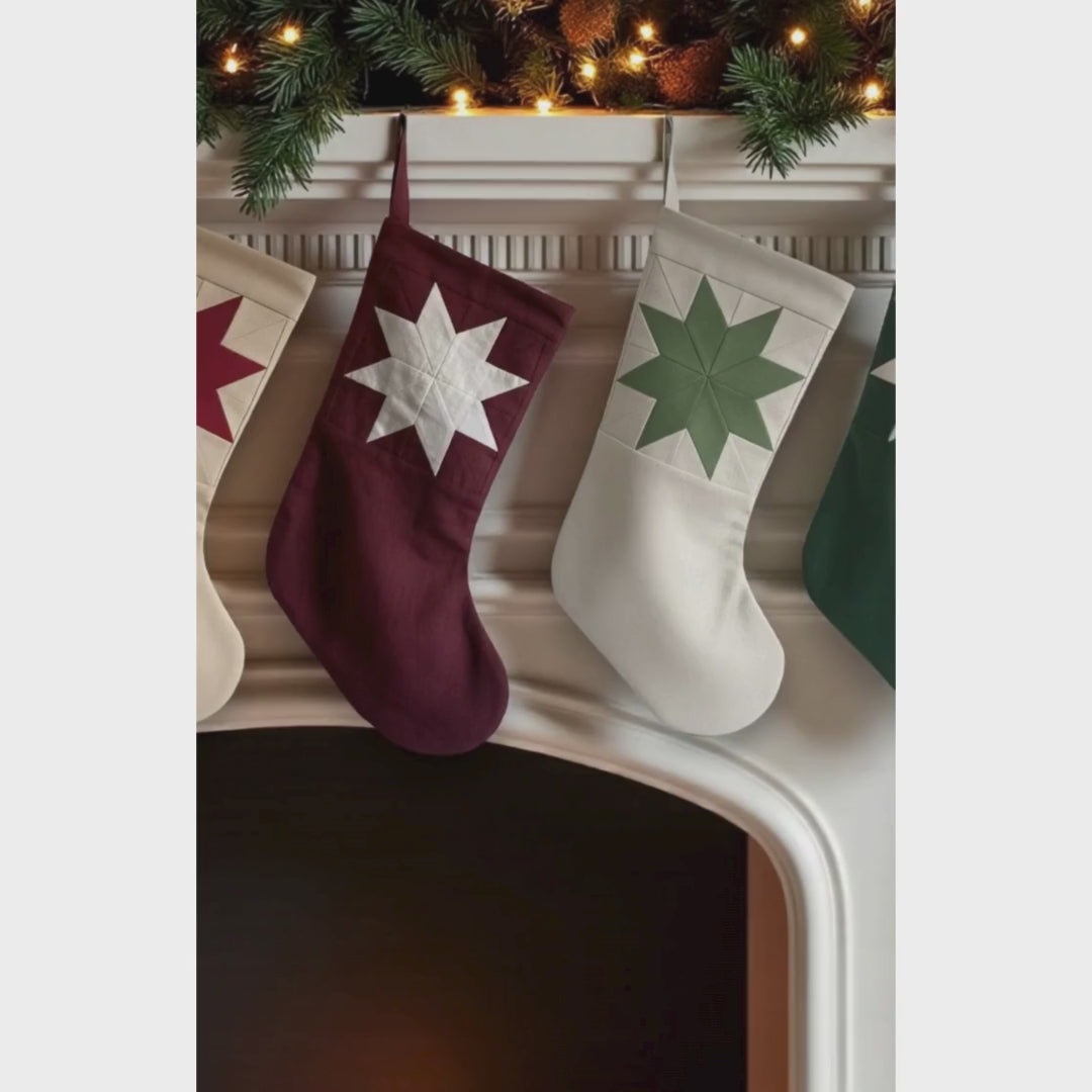 Load video: Personalized Christmas Stockings, Linen Holiday Stocking