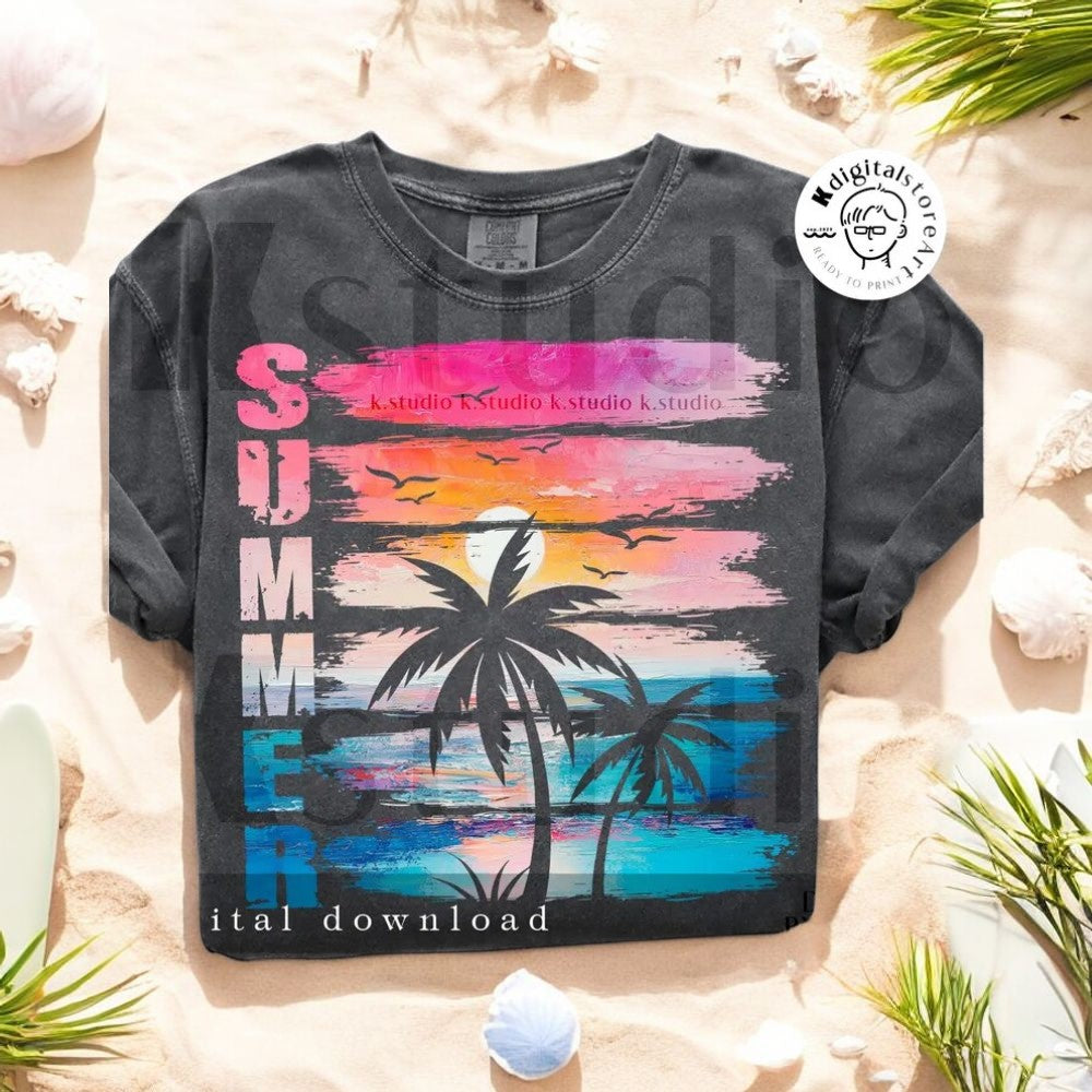Retro Summer Sunset, Summer Vibes Shirt Design