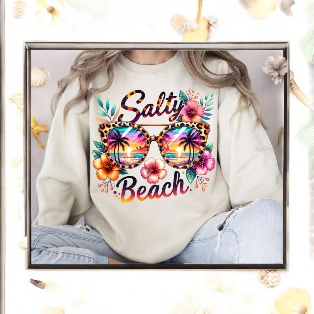 Salty Beach Png, Tropical Flowers Sublimation Design